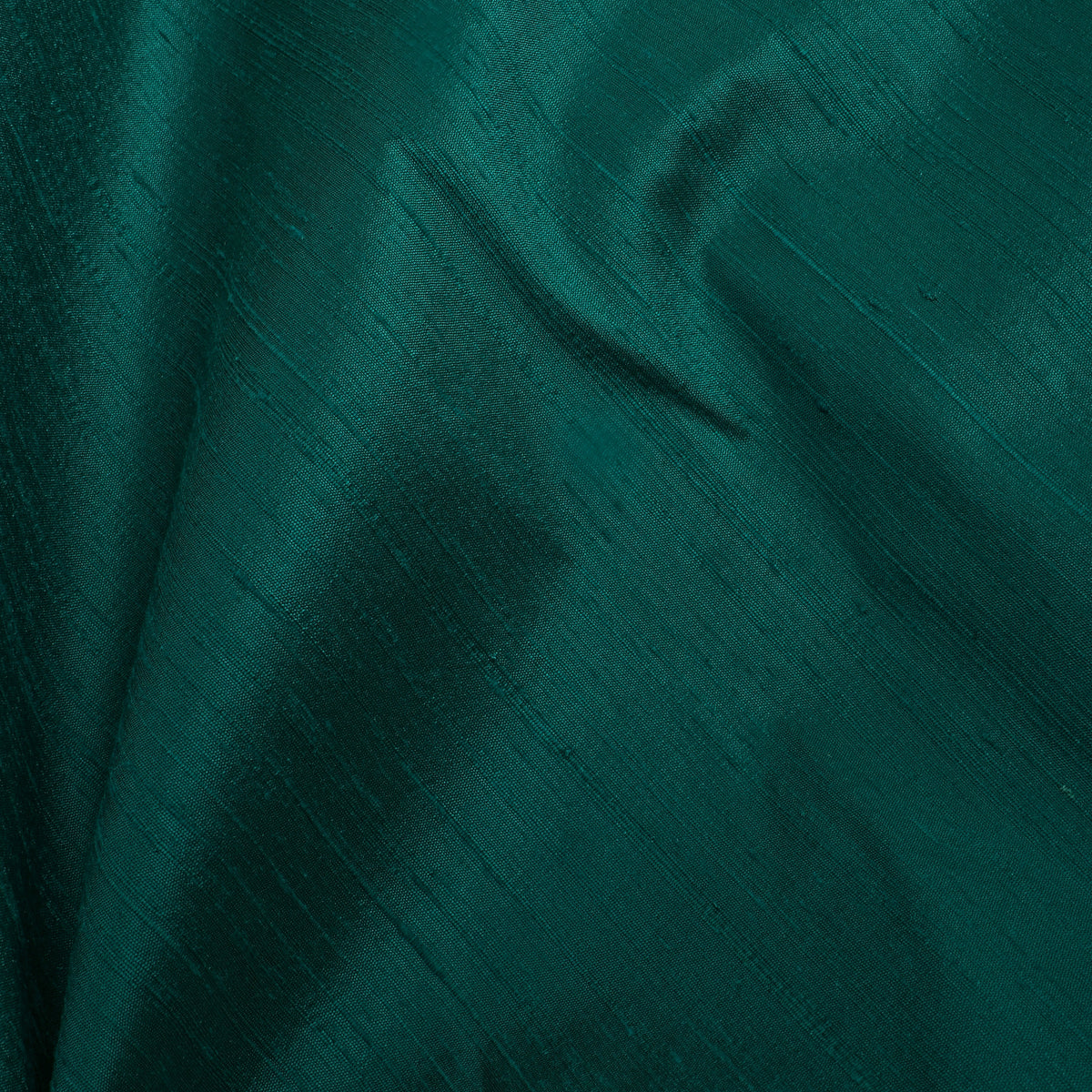 Dark Peacock Green Plain Raw Silk Fabric