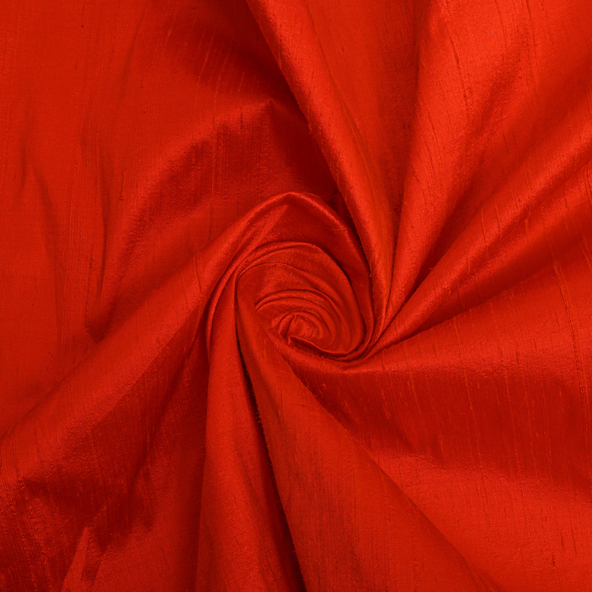 Bright Sunrise Orange Plain Raw Silk Fabric