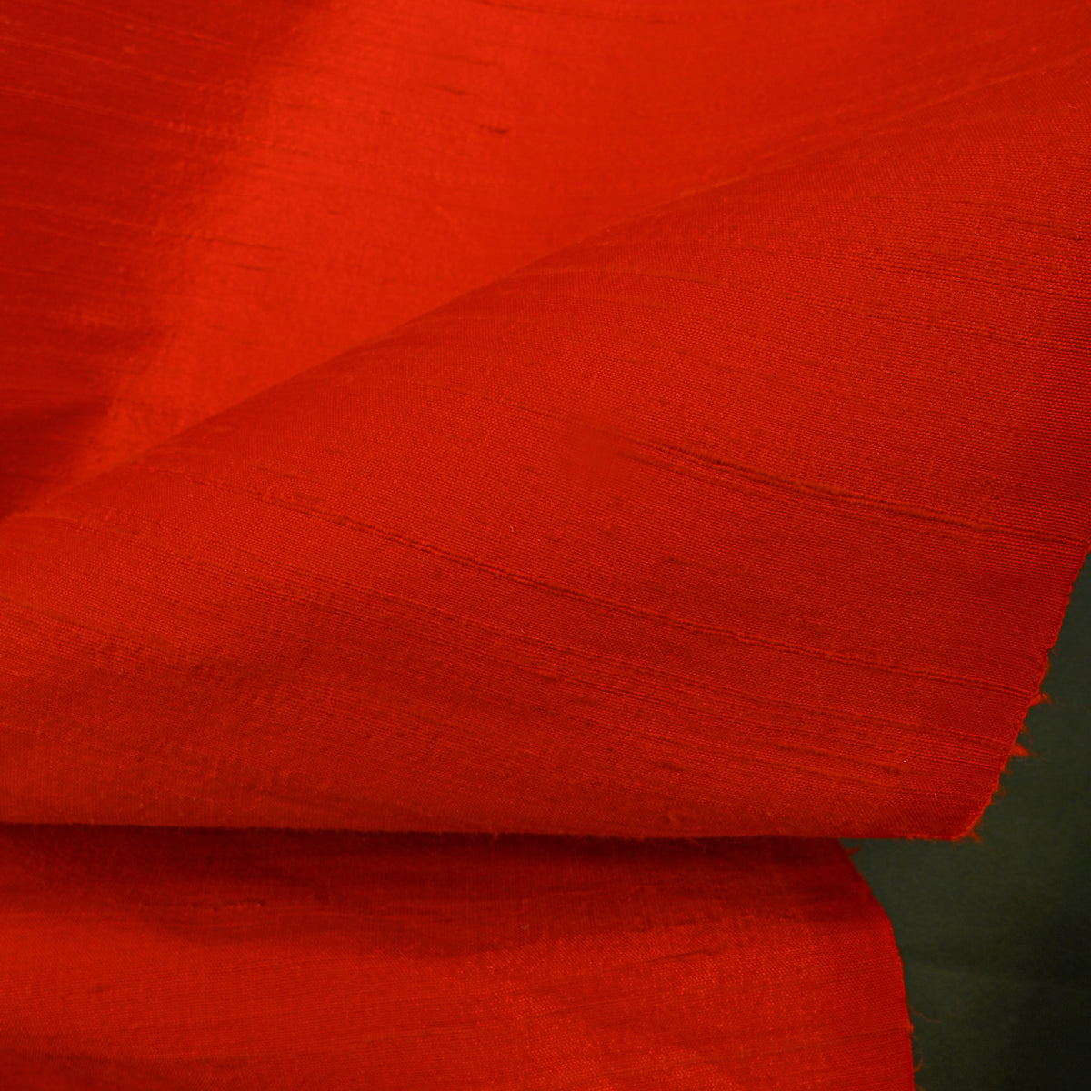 Bright Sunrise Orange Plain Raw Silk Fabric