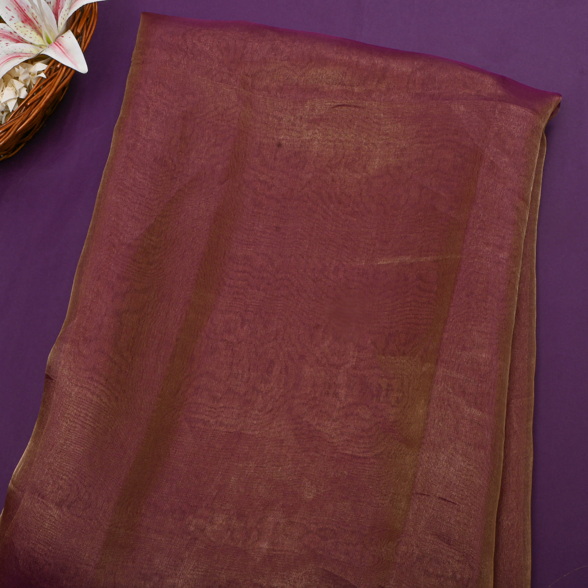 Shinny Dark Maroon Plain Tissue Fabric