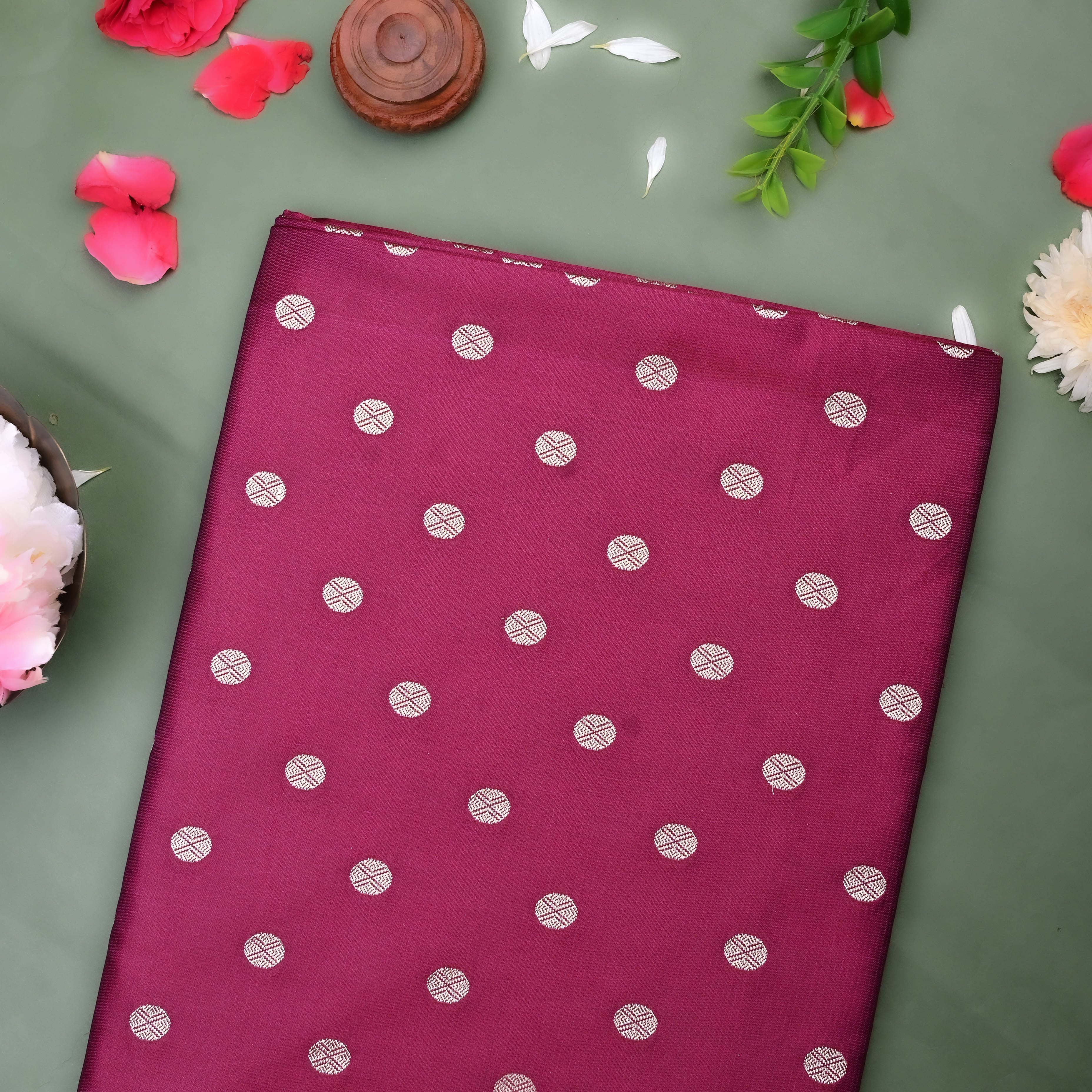 Burgundy Banaras Soft Silk Fabric