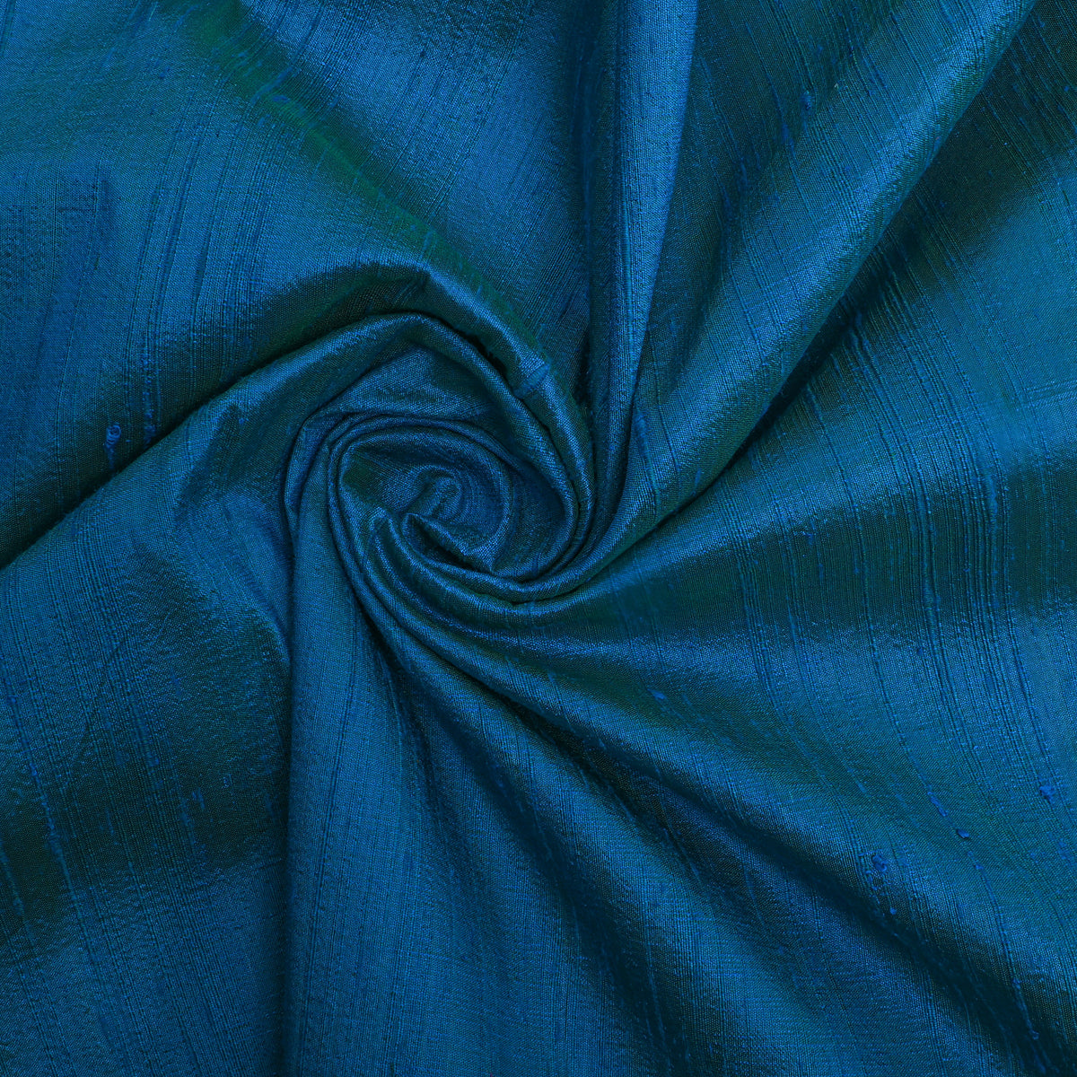 Ocean Blue Plain Raw Silk Fabric
