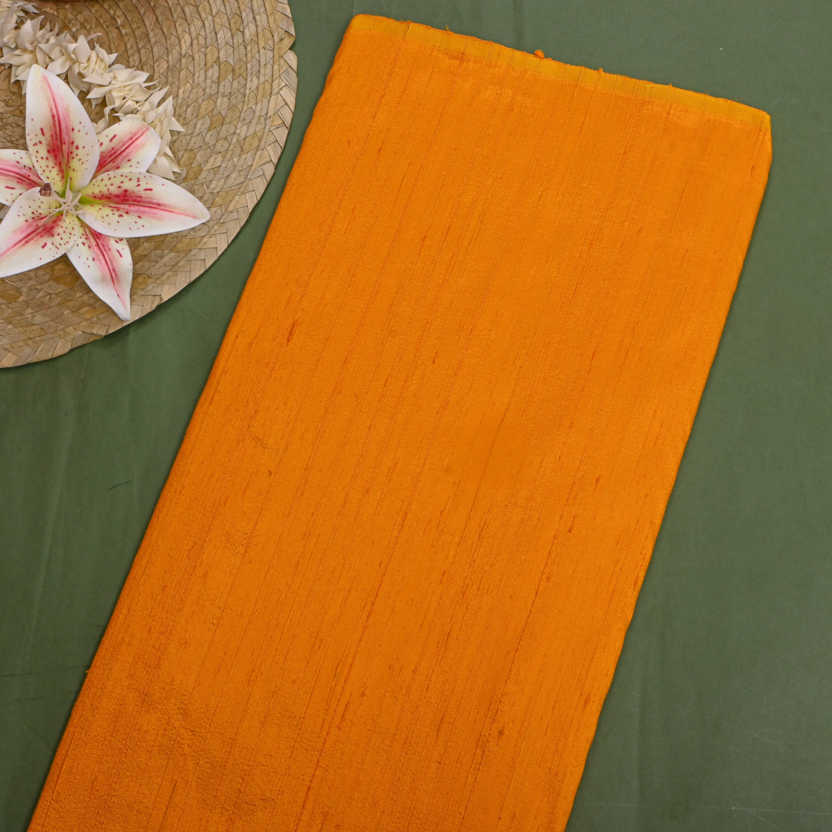 Dark Mustard Yellow Plain Raw Silk Fabric