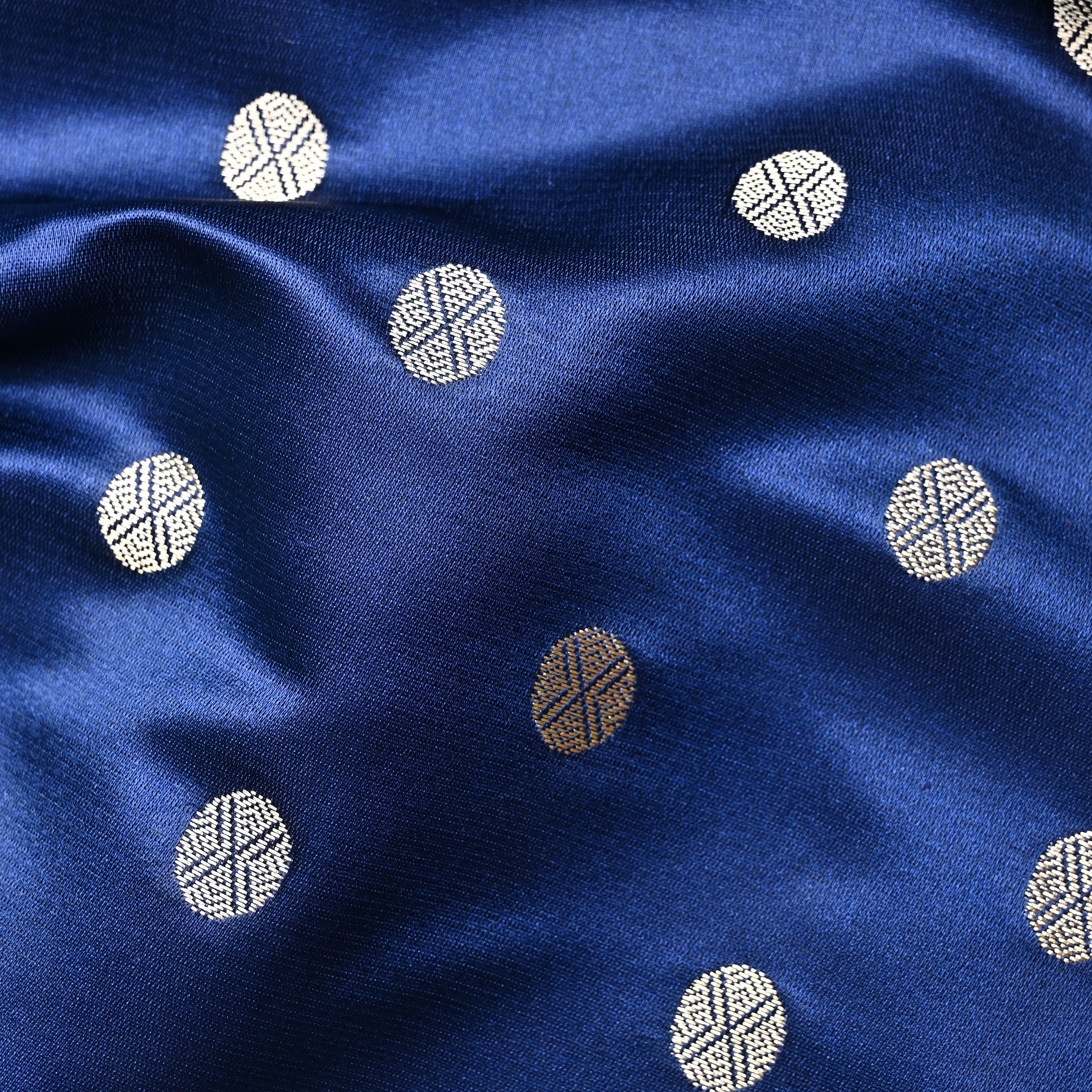 Navy Blue Banaras Soft Silk Fabric
