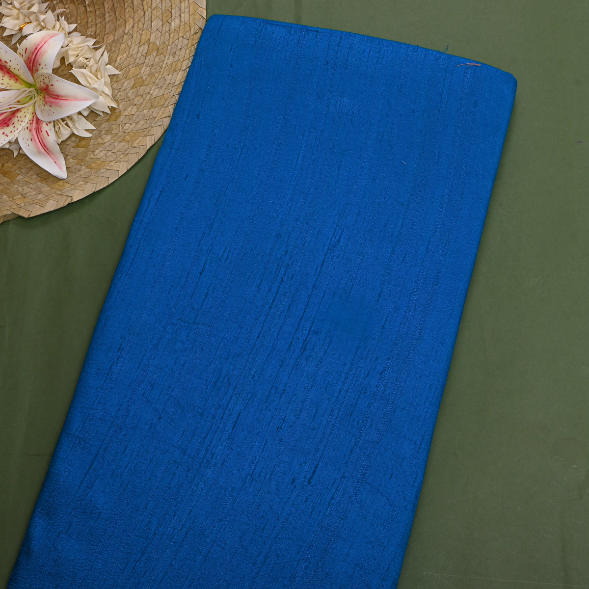 Royal Blue Plain Raw Silk Fabric