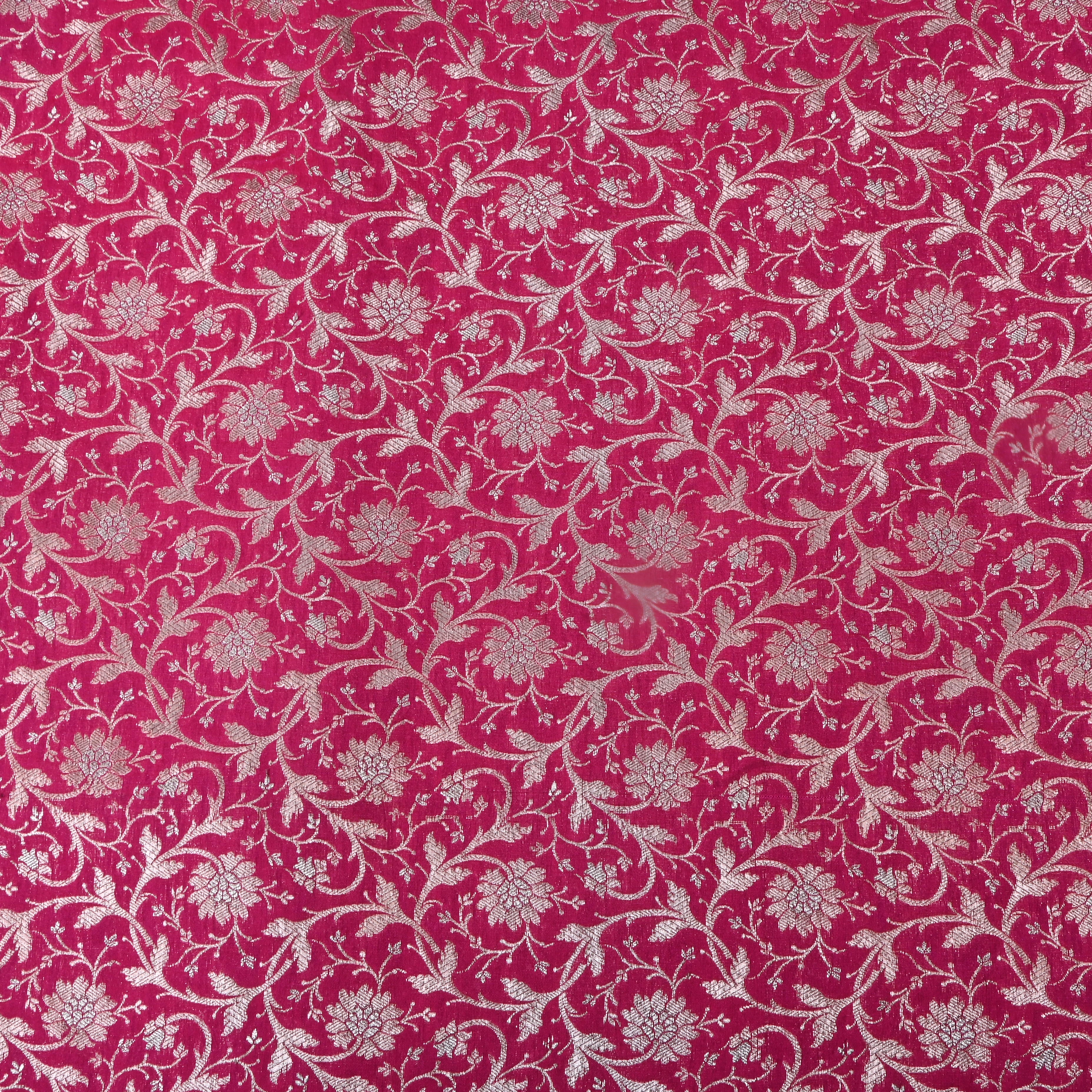 Rich Pink Jamawar Silk Fabric