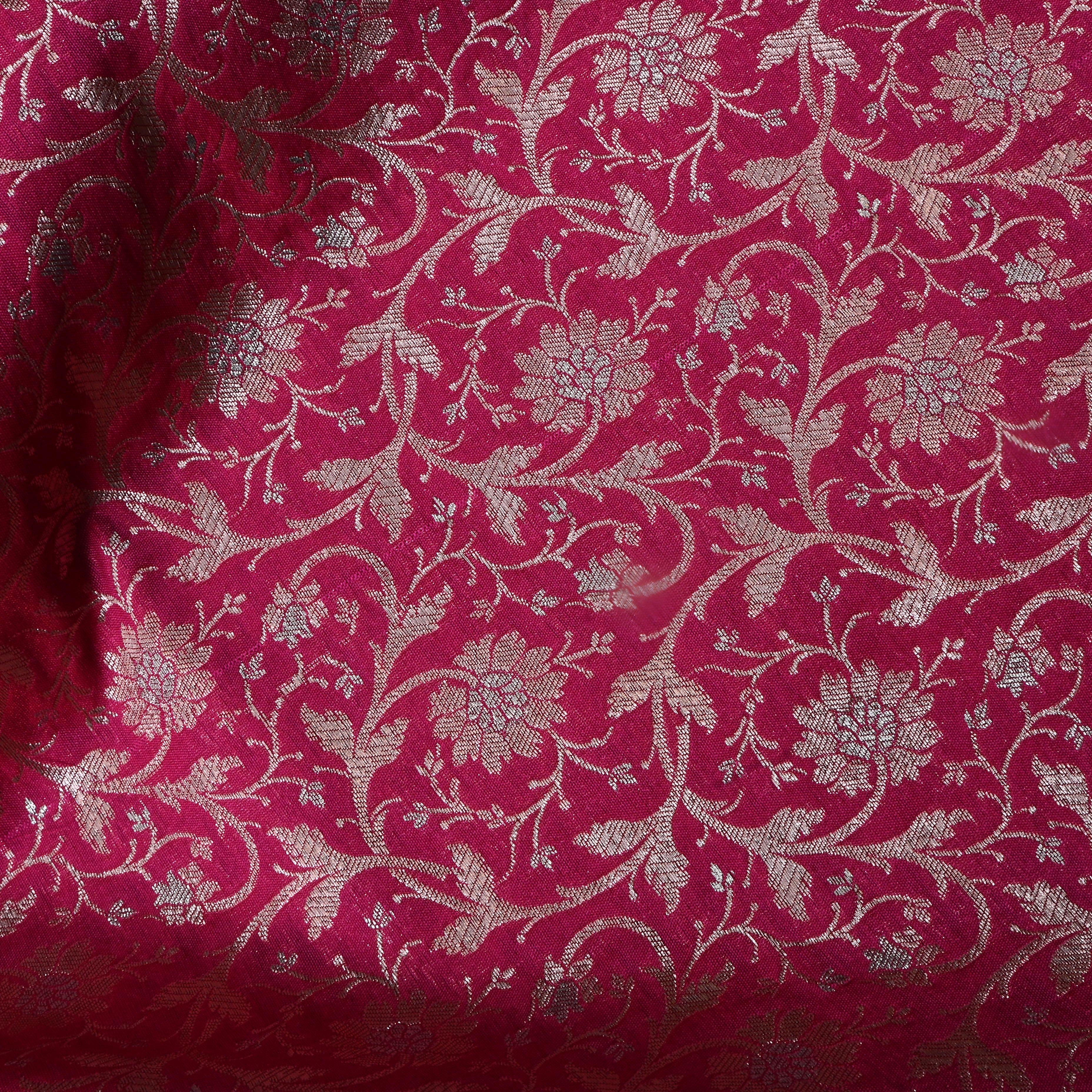 Rich Pink Jamawar Silk Fabric
