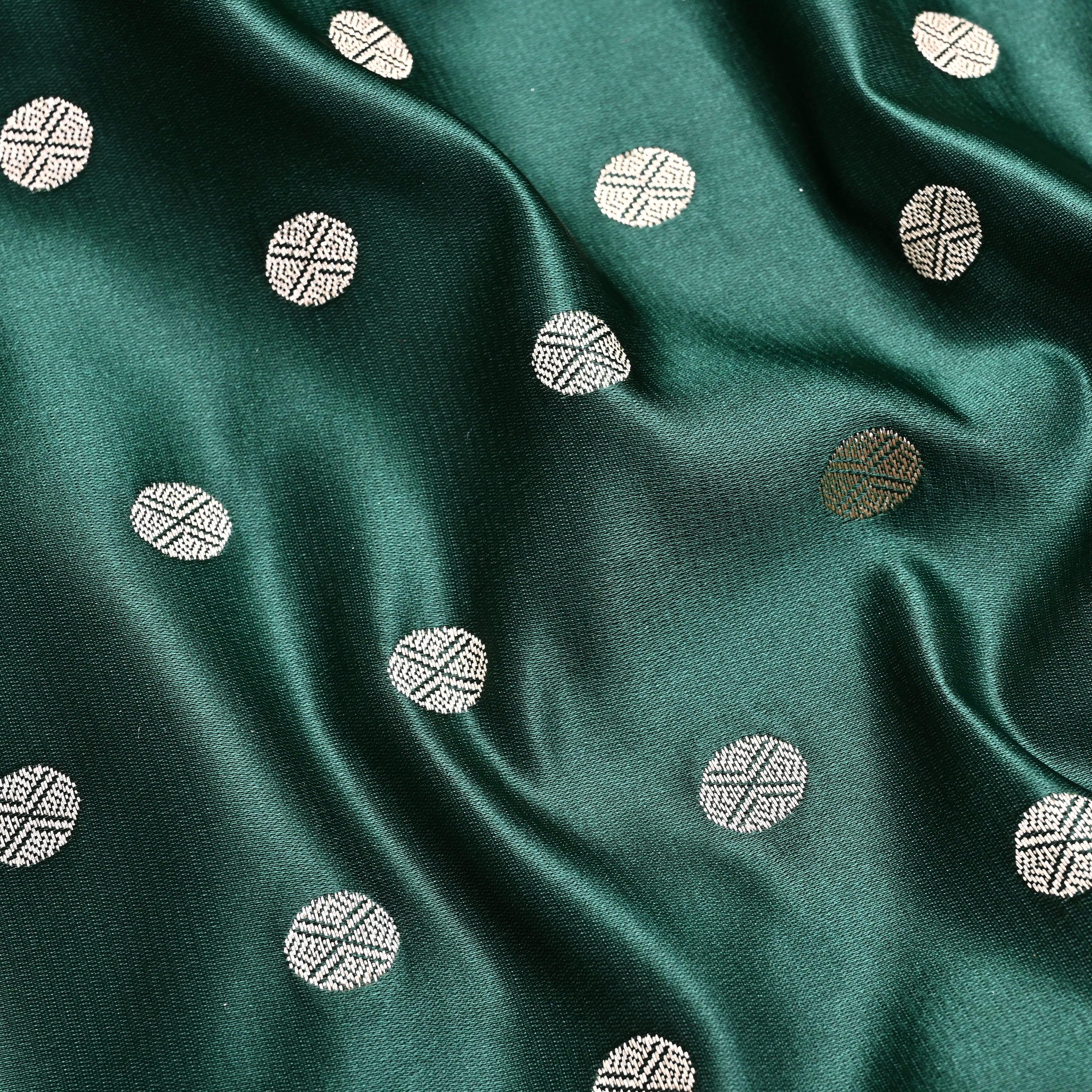 Bottle Green Banaras Soft Silk Fabric