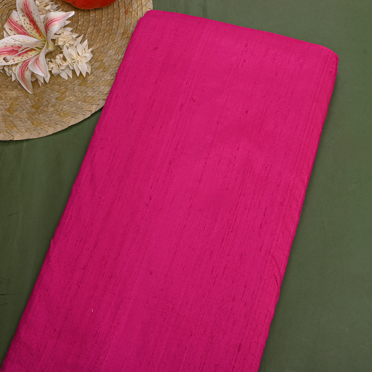 Rani Pink Plain Raw Silk Fabric