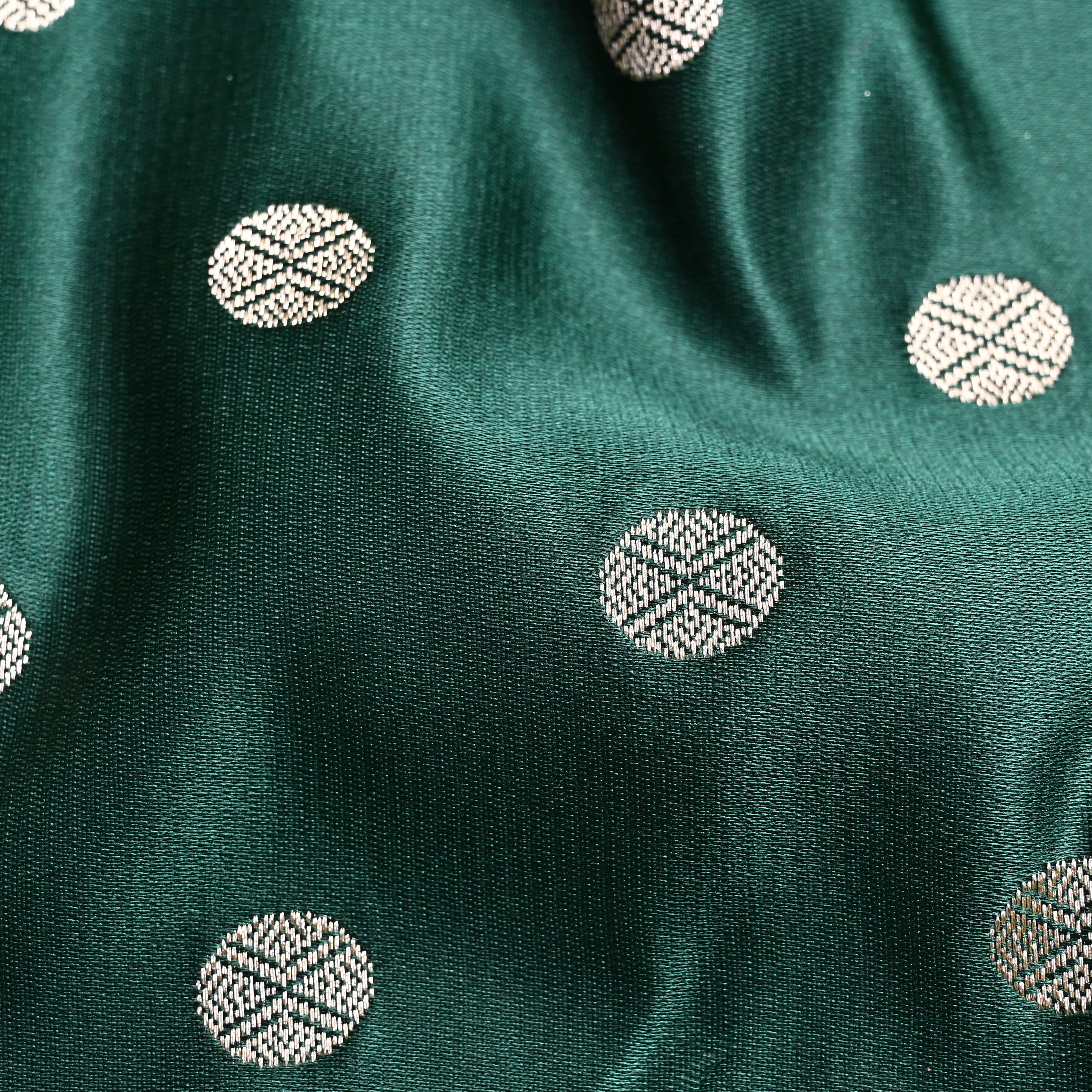 Bottle Green Banaras Soft Silk Fabric
