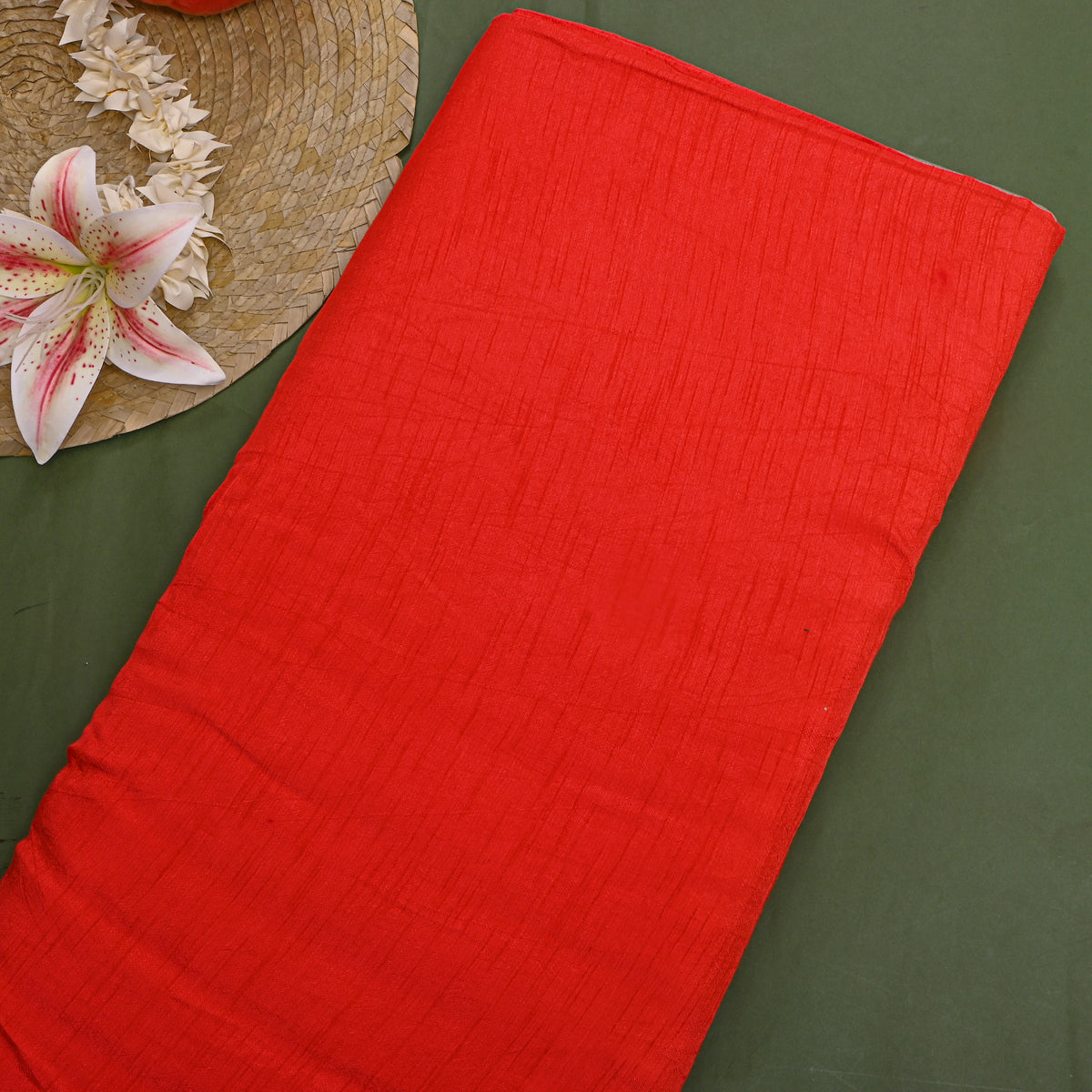 Bright Orange Dola Silk Plain Fabric