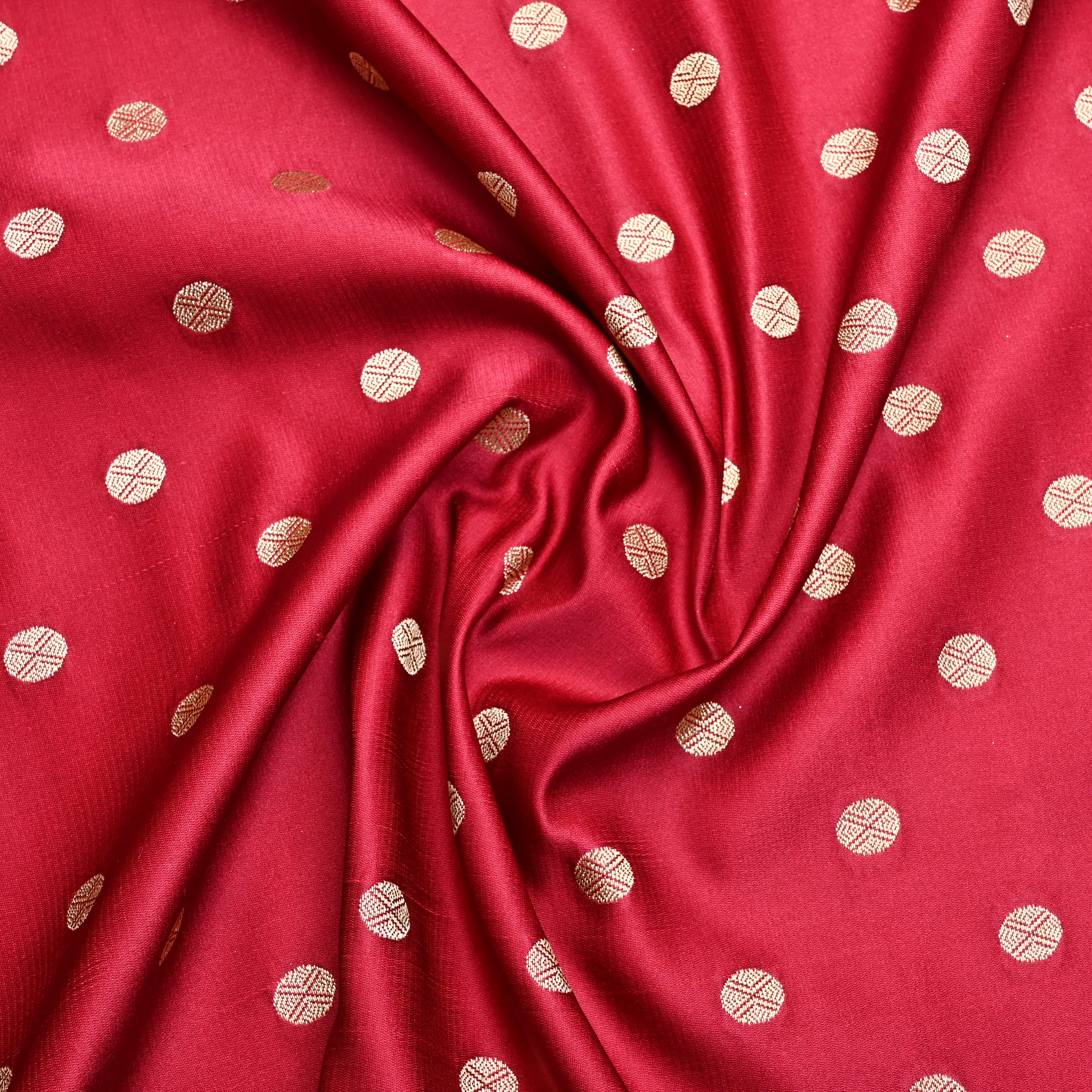 Blood Red Banaras Soft Silk Fabric