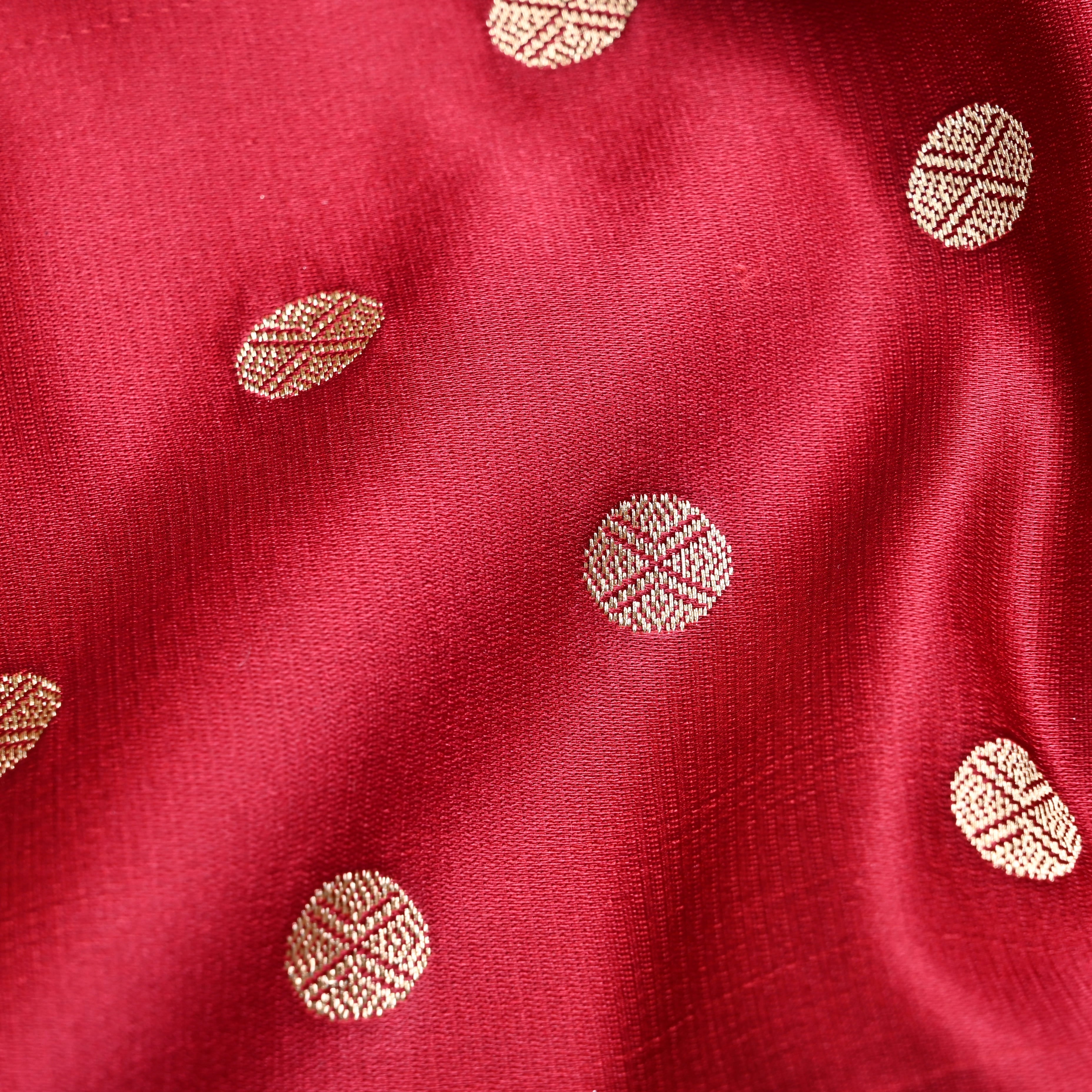 Blood Red Banarasi Soft Silk Fabric