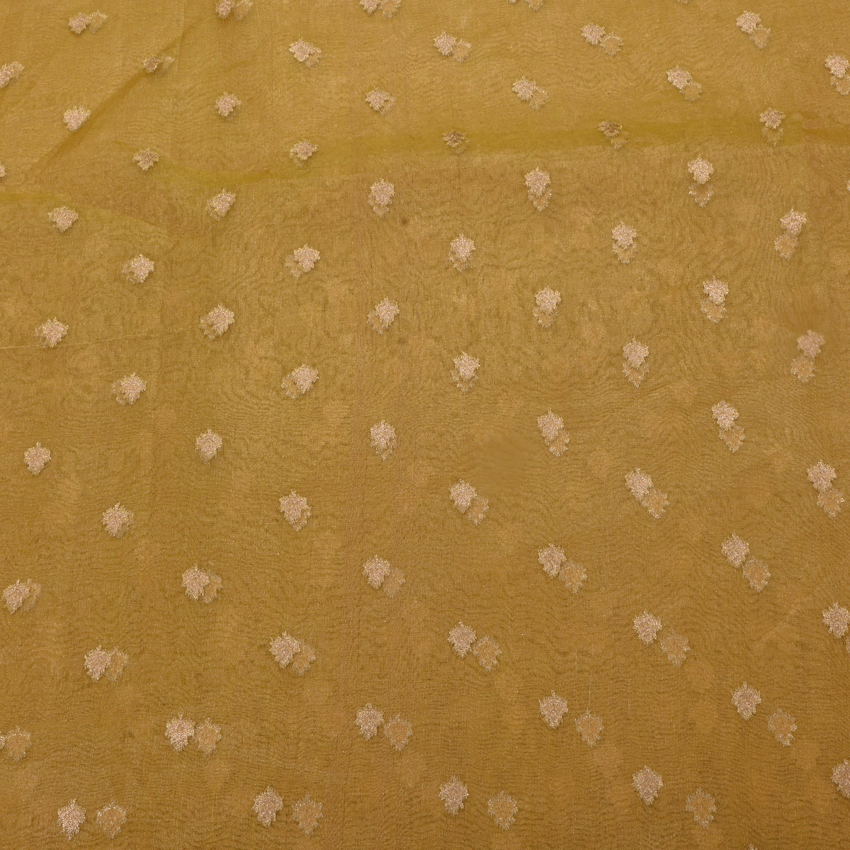 Yellow Gold Butti Self Weaving Jamawar Tissue Fabric