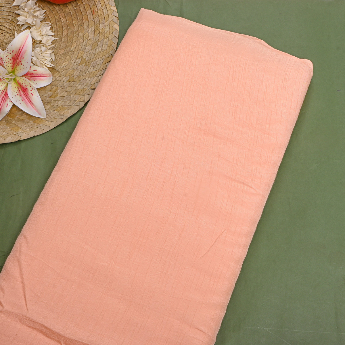 Peach Dola Silk Plain Fabric