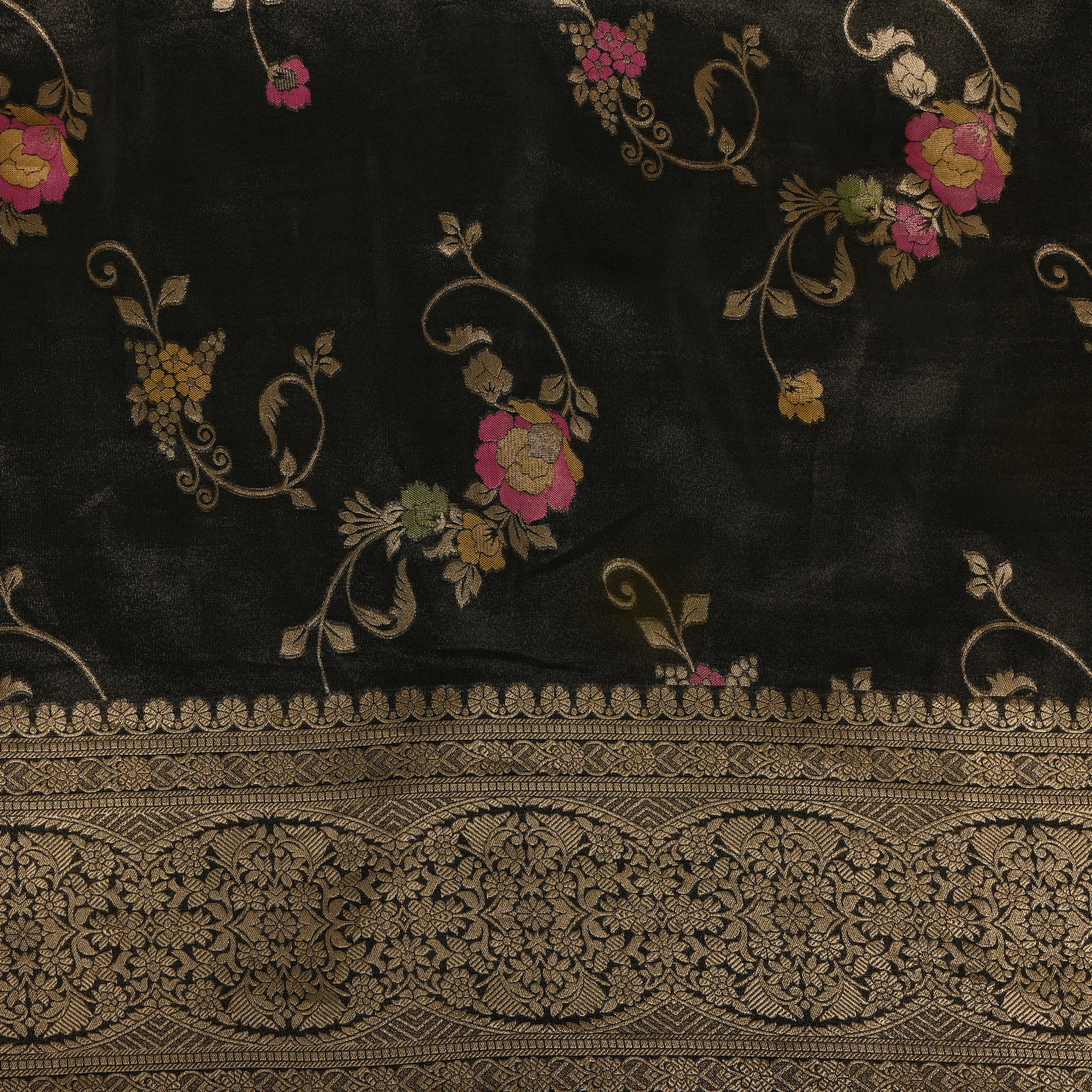Classic Black Floral Vine Jamawar Tissue