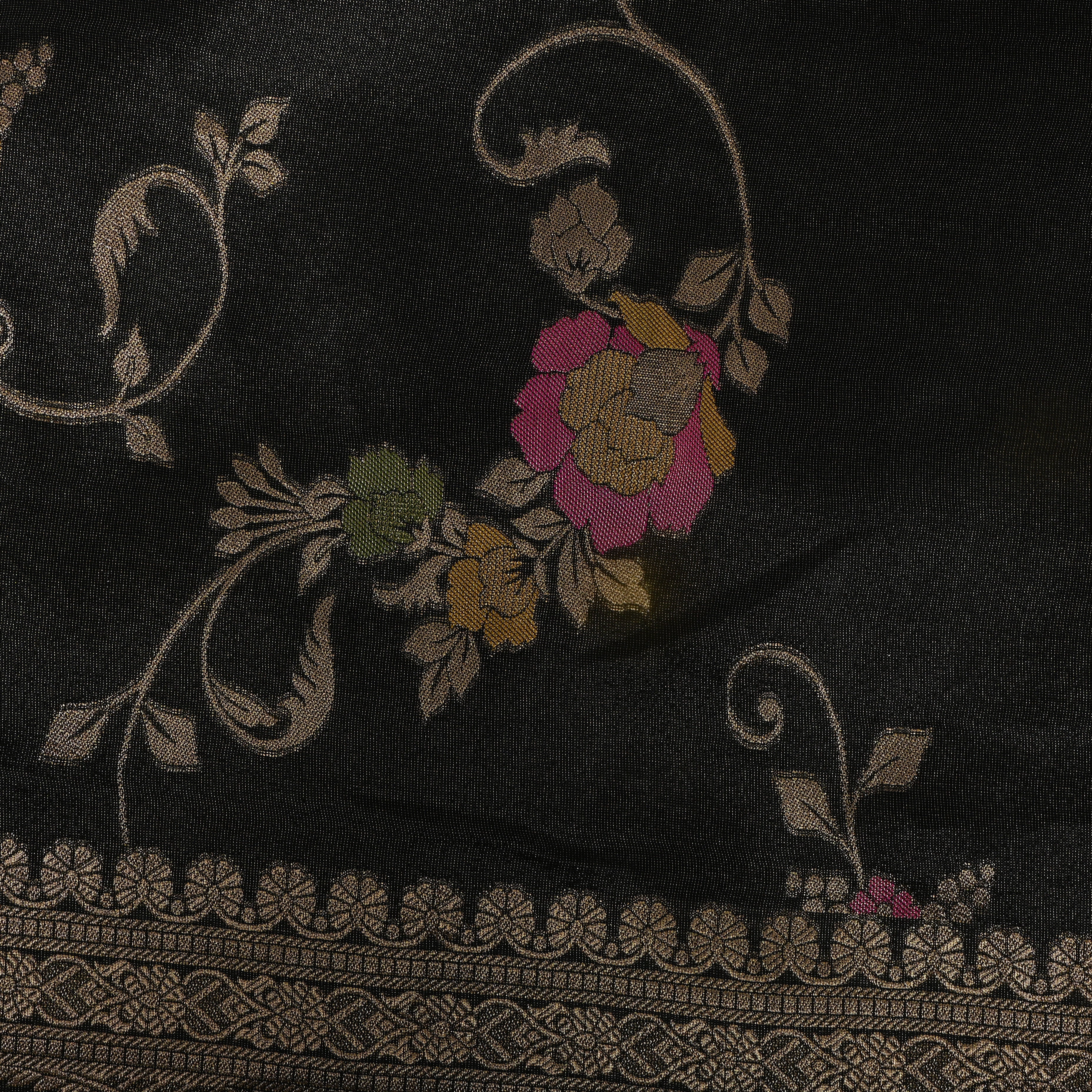 Classic Black Floral Vine Jamawar Tissue