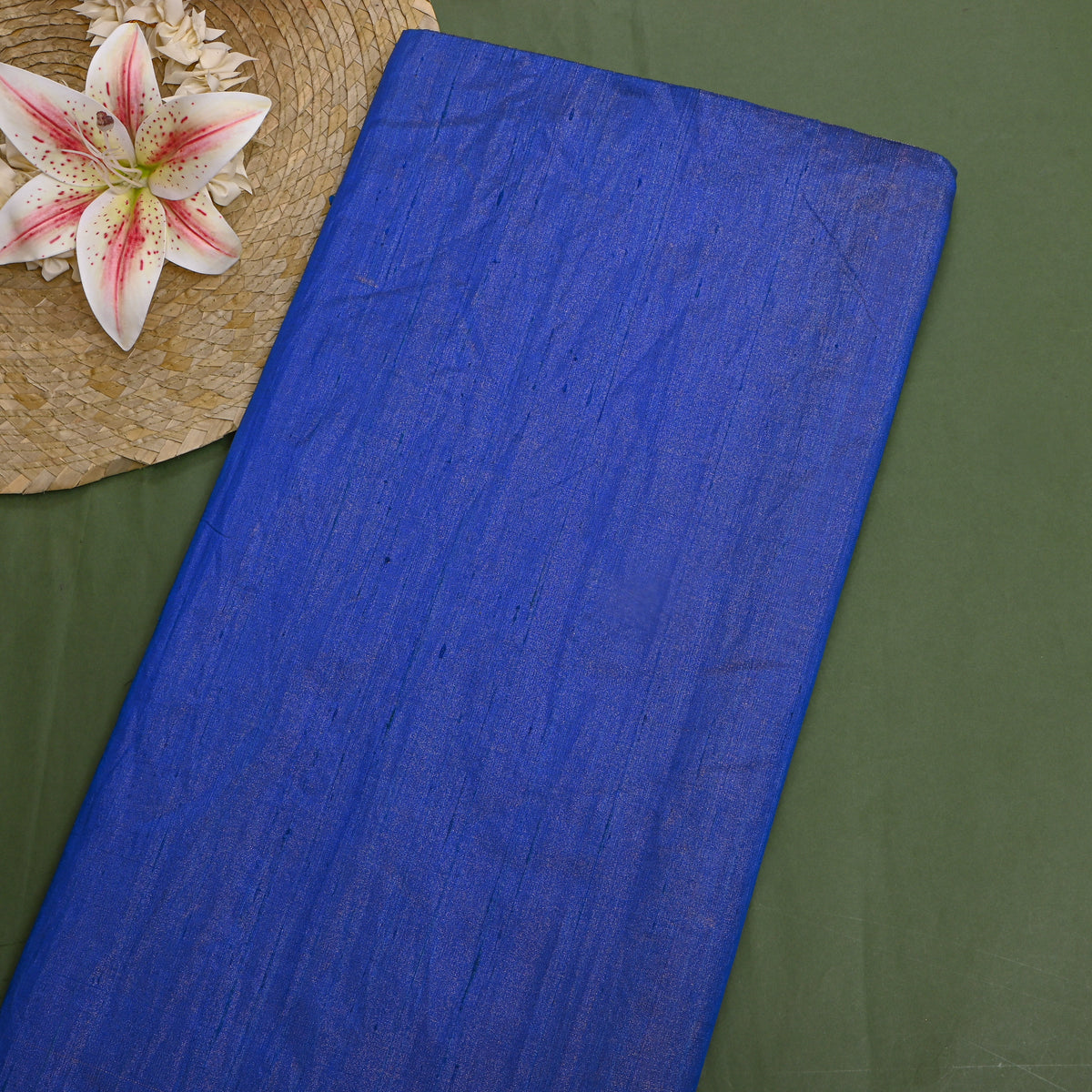 Plain Blue Dupion Tissue Fabric