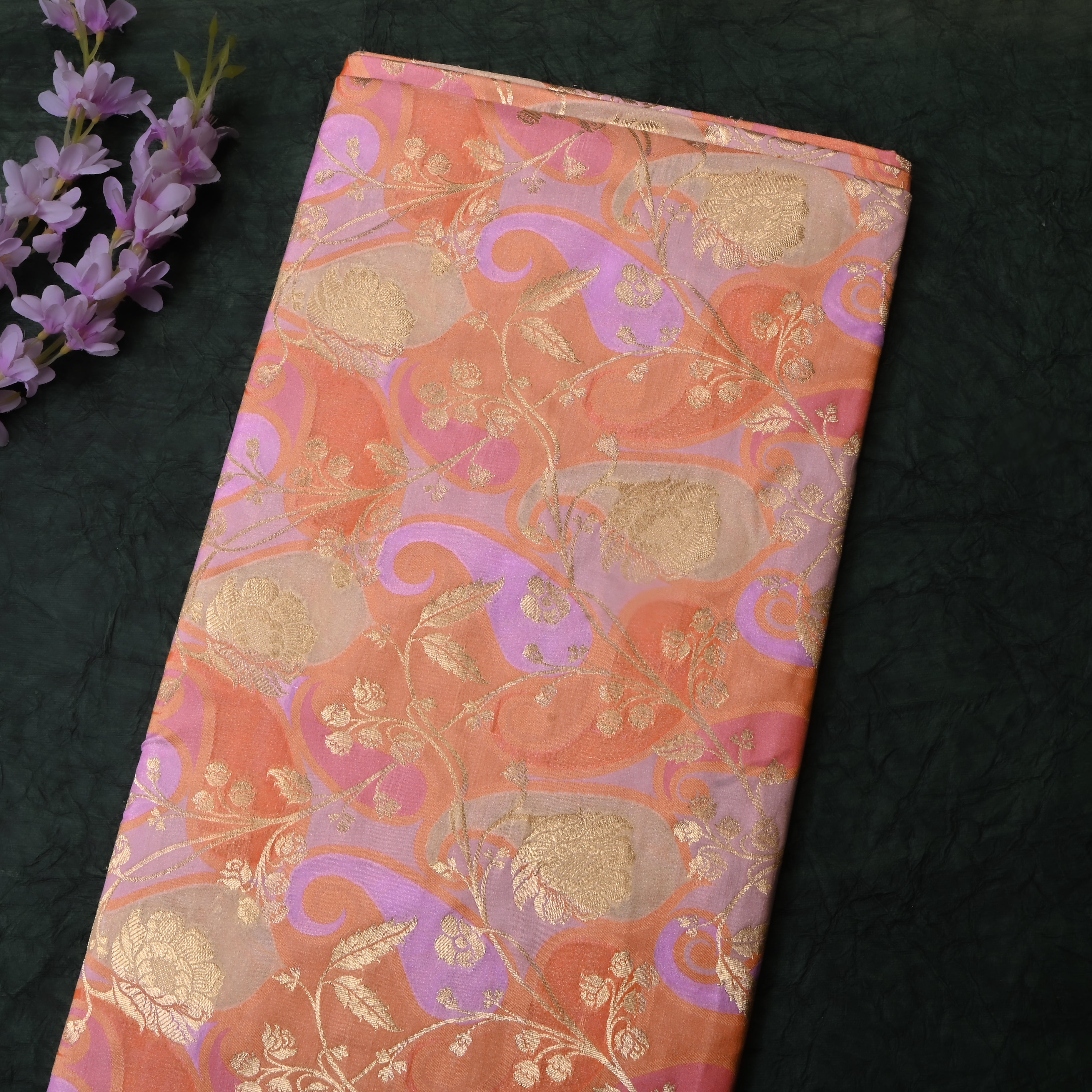 Multicolour Floral Jamawar Silk Fabric