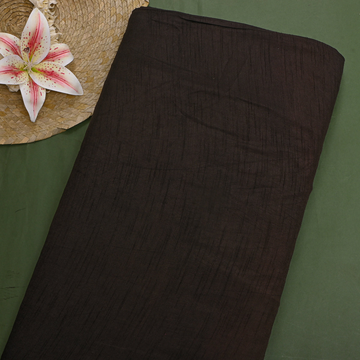Brown Dola Silk Plain Fabric