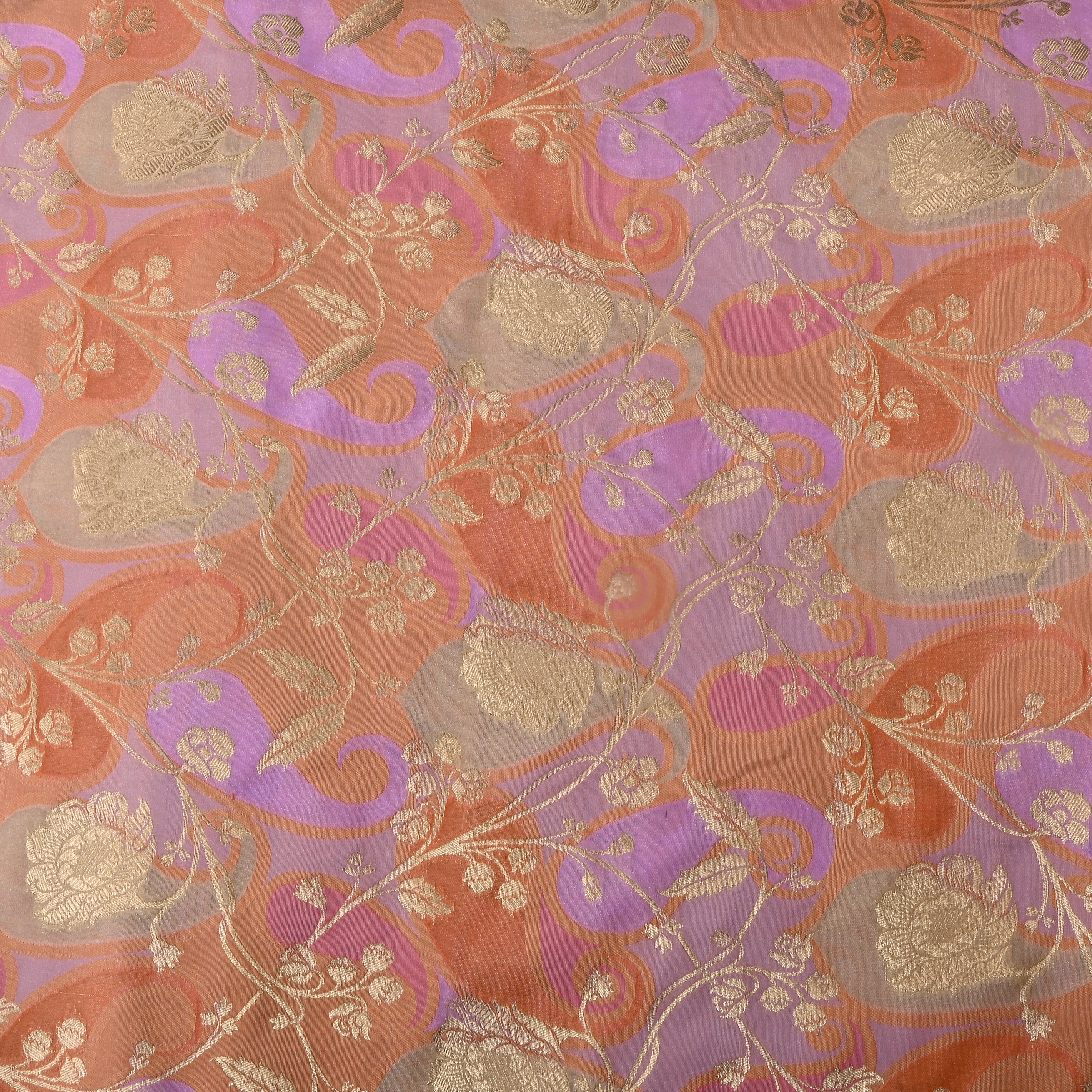 Multicolour Floral Jamawar Silk Fabric