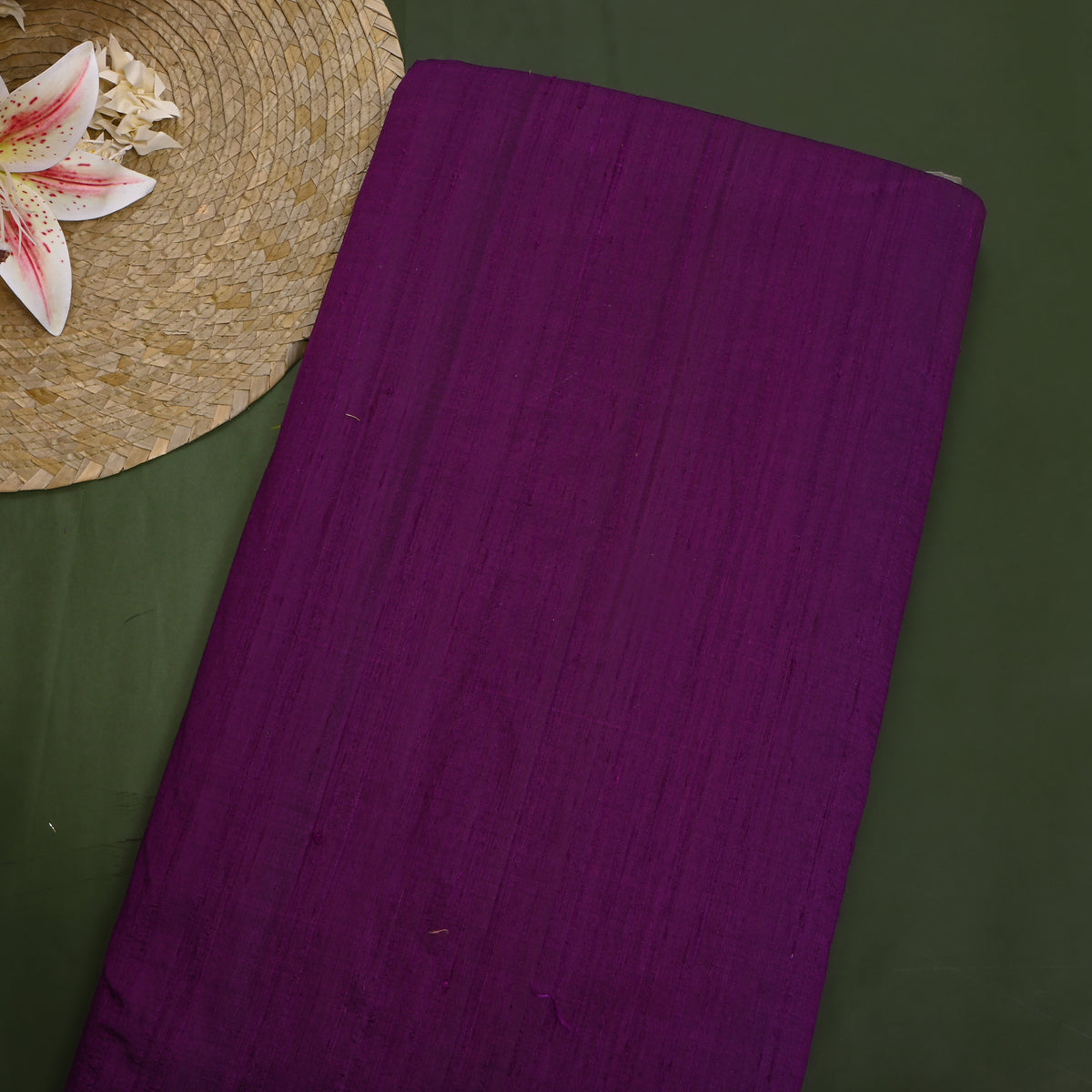 Aubergine Purple Plain Raw Silk Fabric