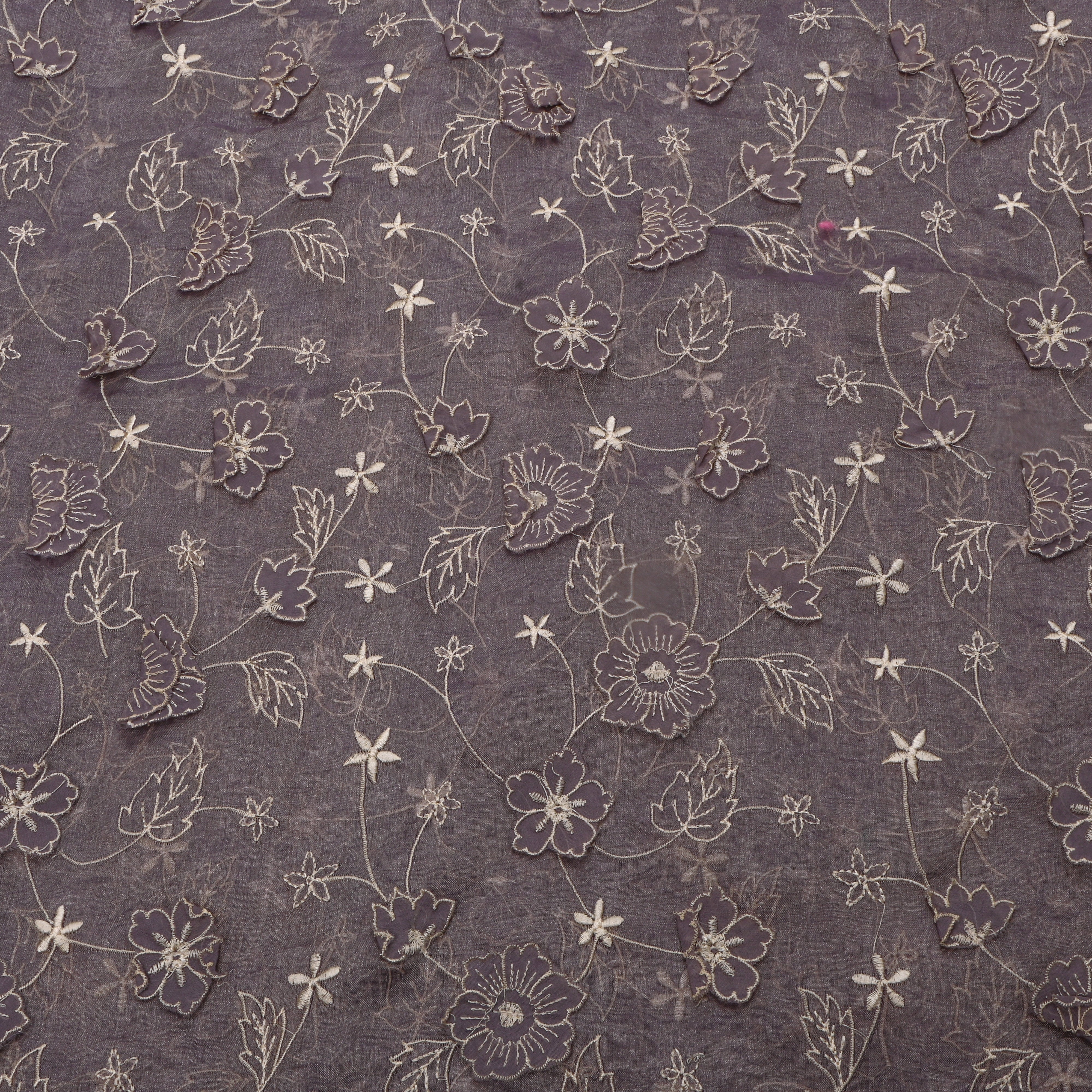 Purple Tissue Fabric With Gold Appliqué Jaal