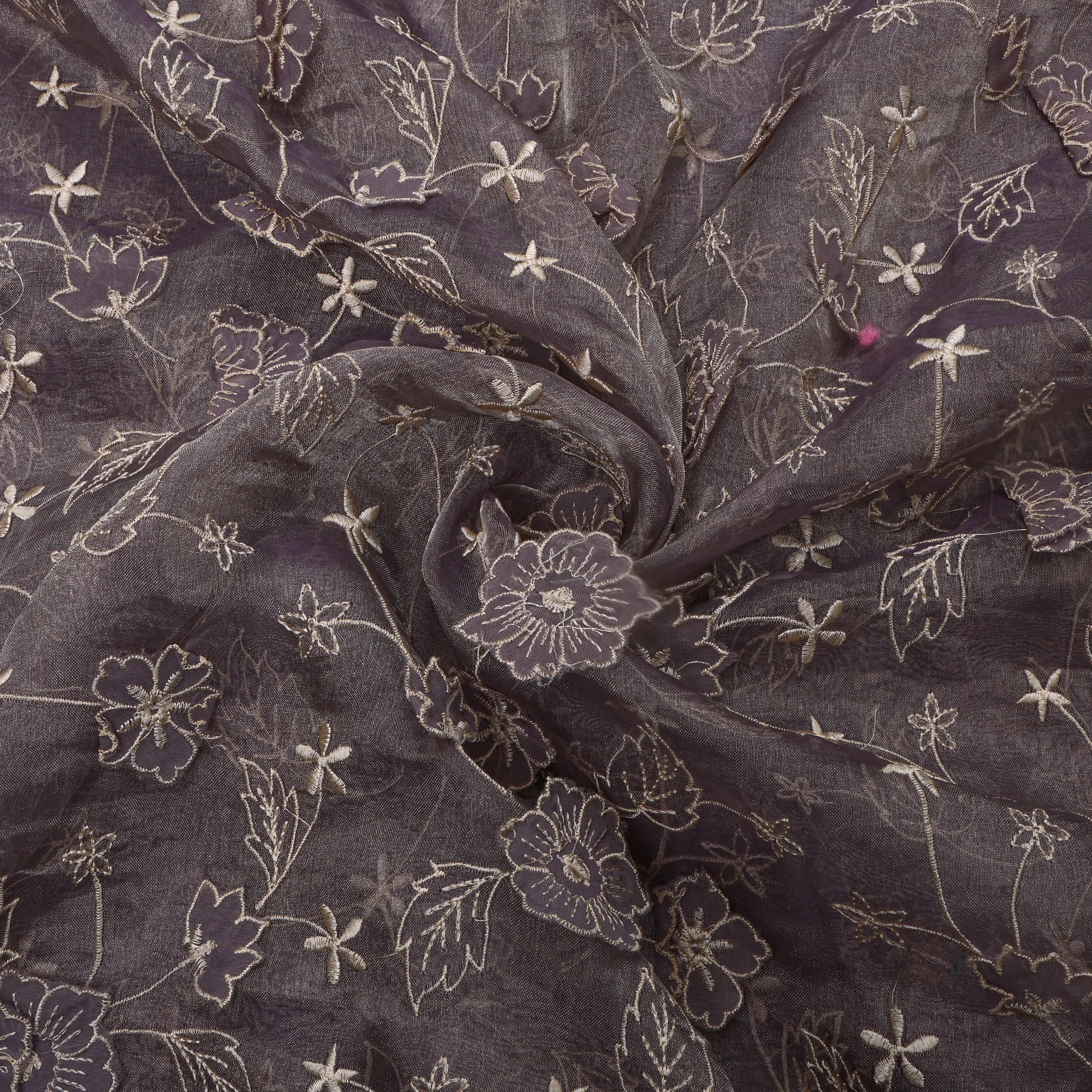 Purple Tissue Fabric With Gold Appliqué Jaal
