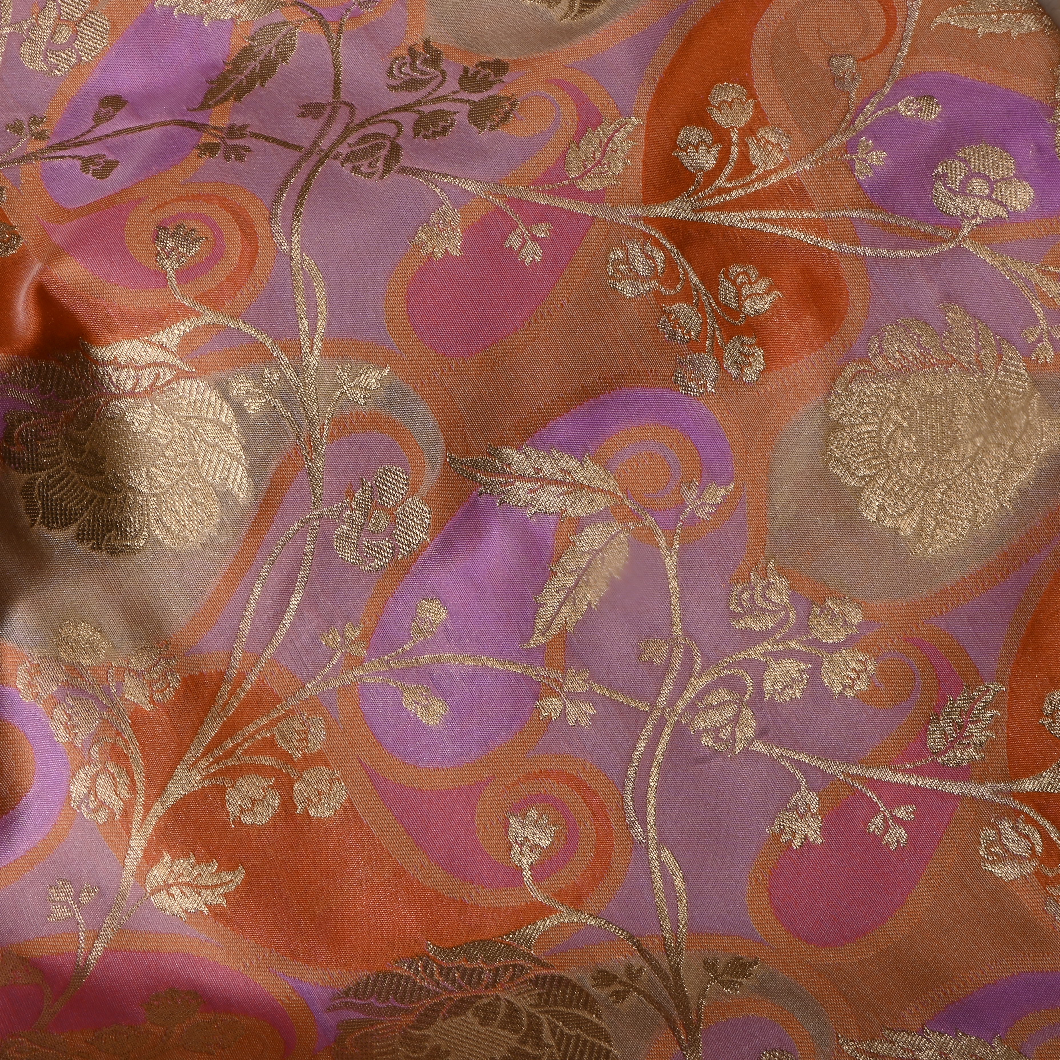 Multicolour Floral Jamawar Silk Fabric