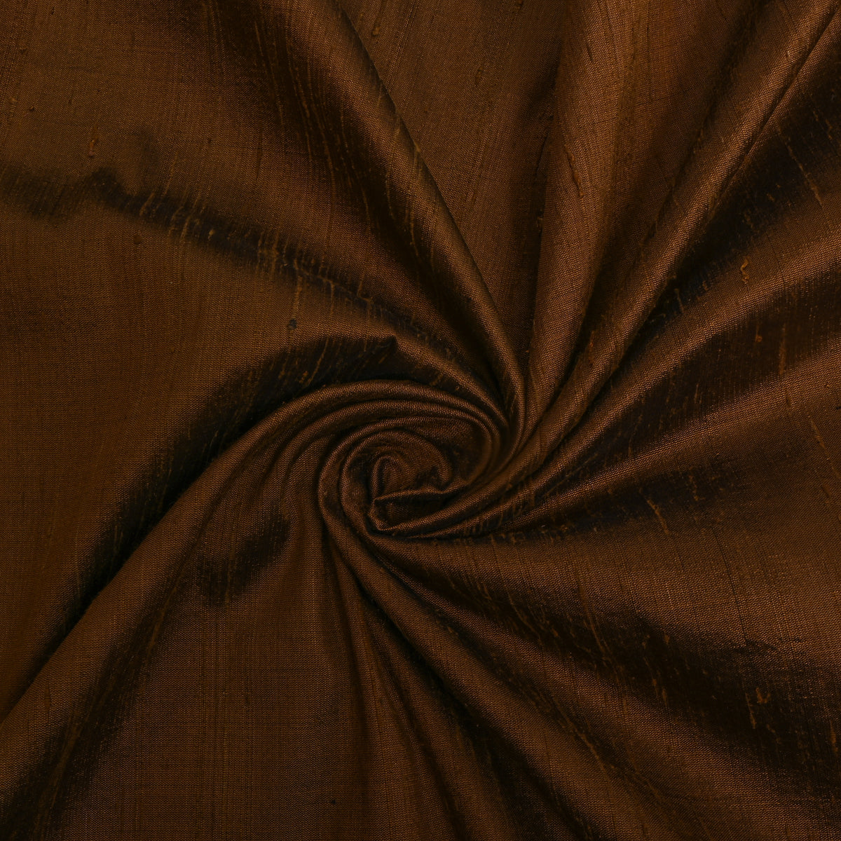 Dark Wooden Brown Plain Raw Silk Fabric