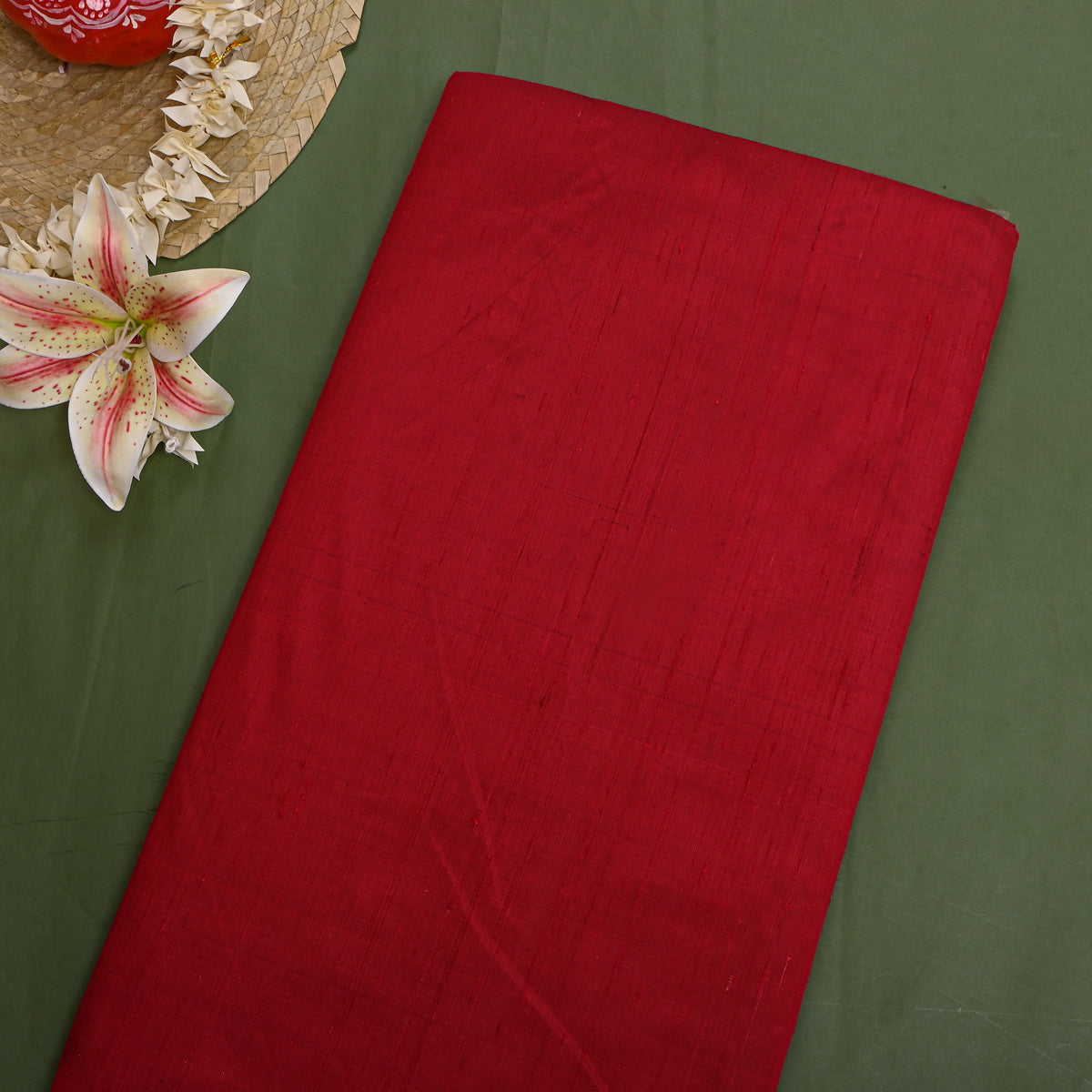 Deep Maroon Plain Raw Silk Fabric
