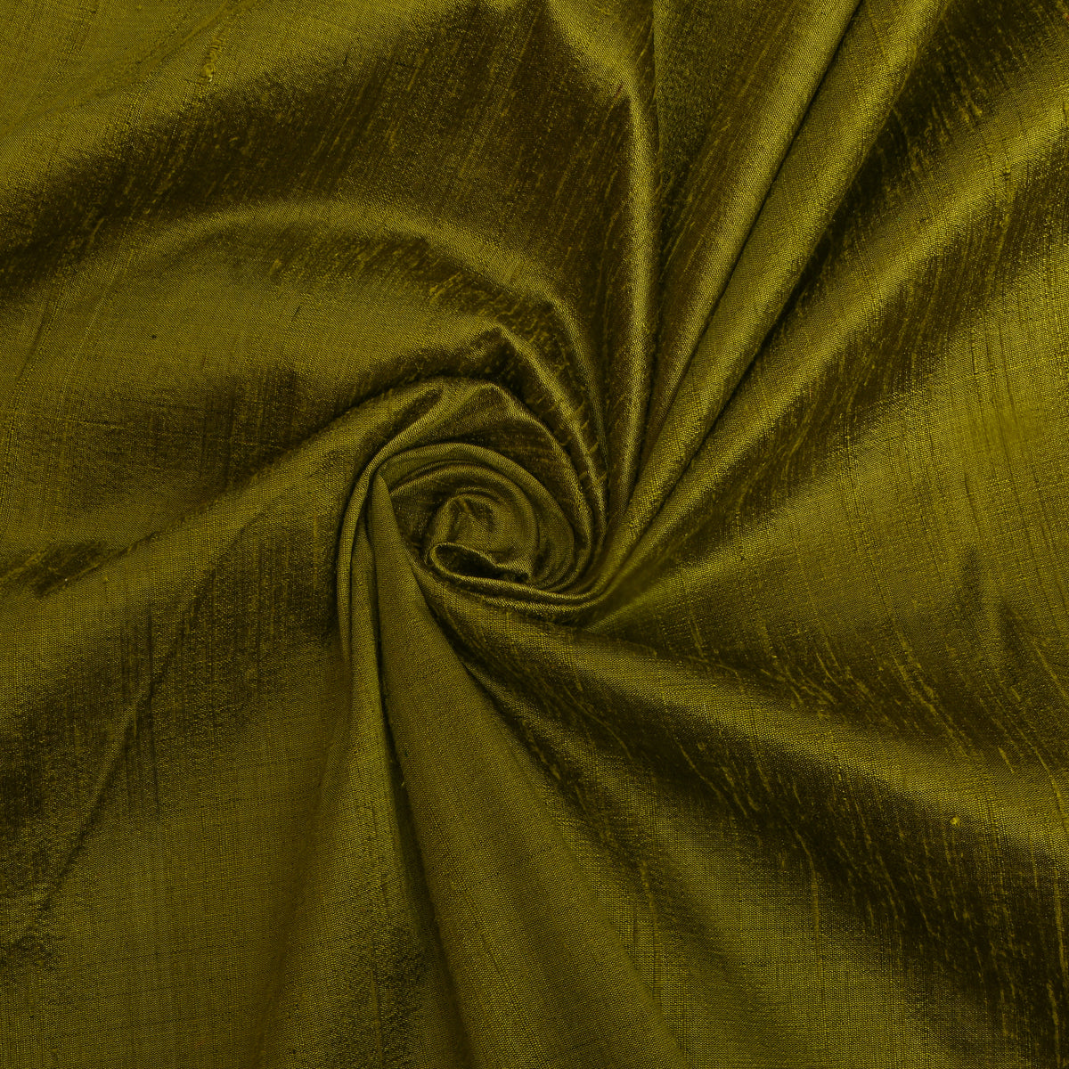 Olive Green Plain Raw Silk Fabric