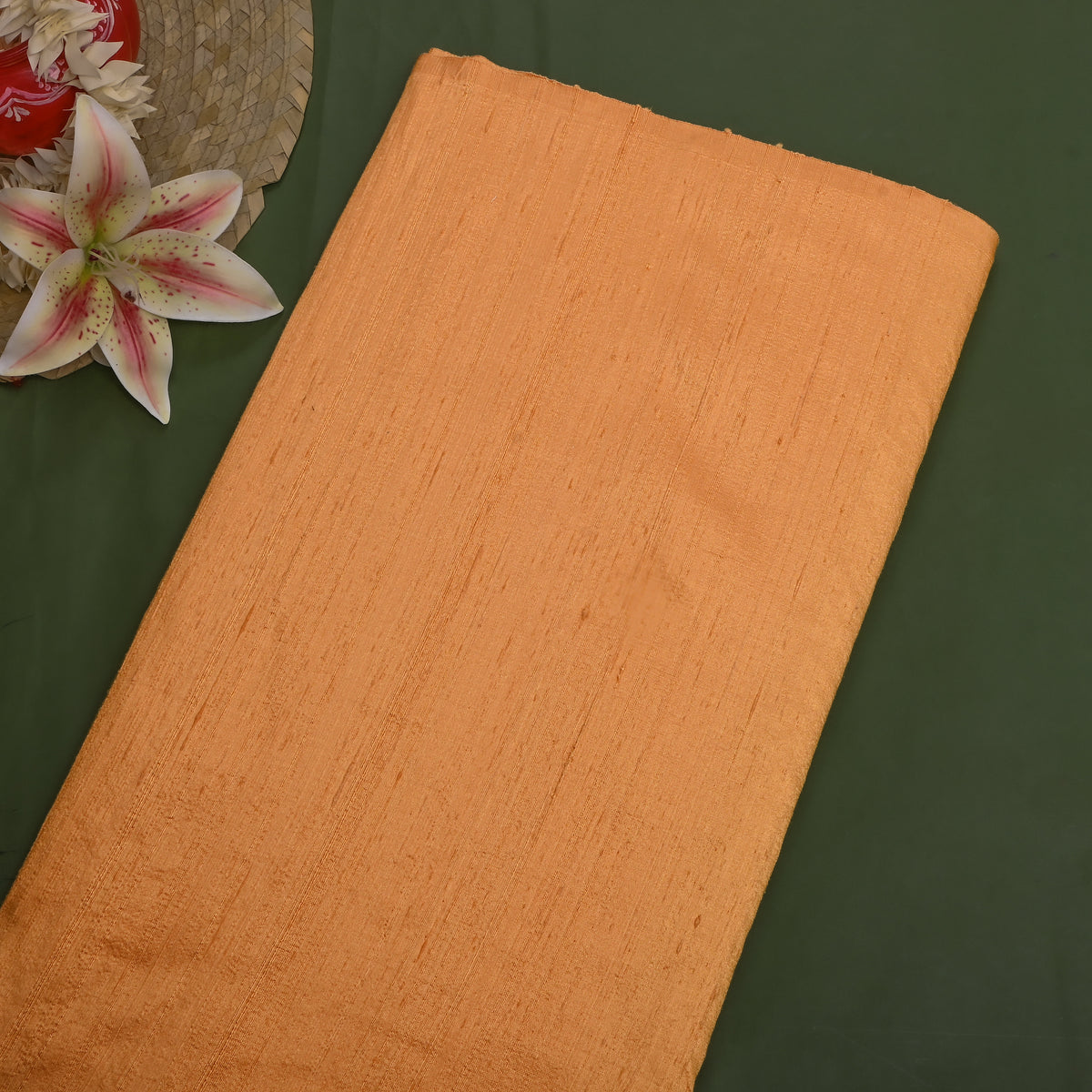 Amber Plain Raw Silk Fabric