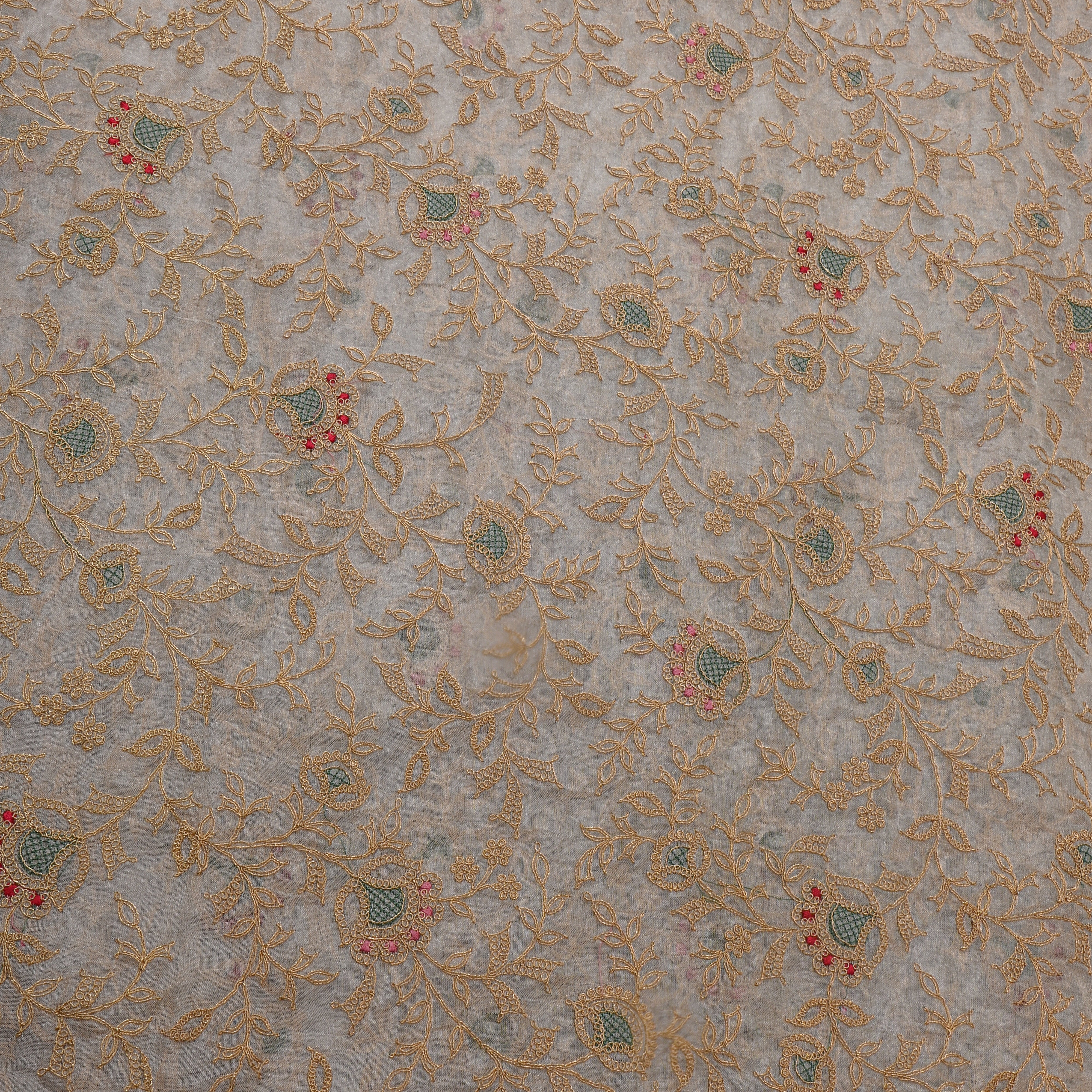 Shimmery White Embroidery Organza Fabric