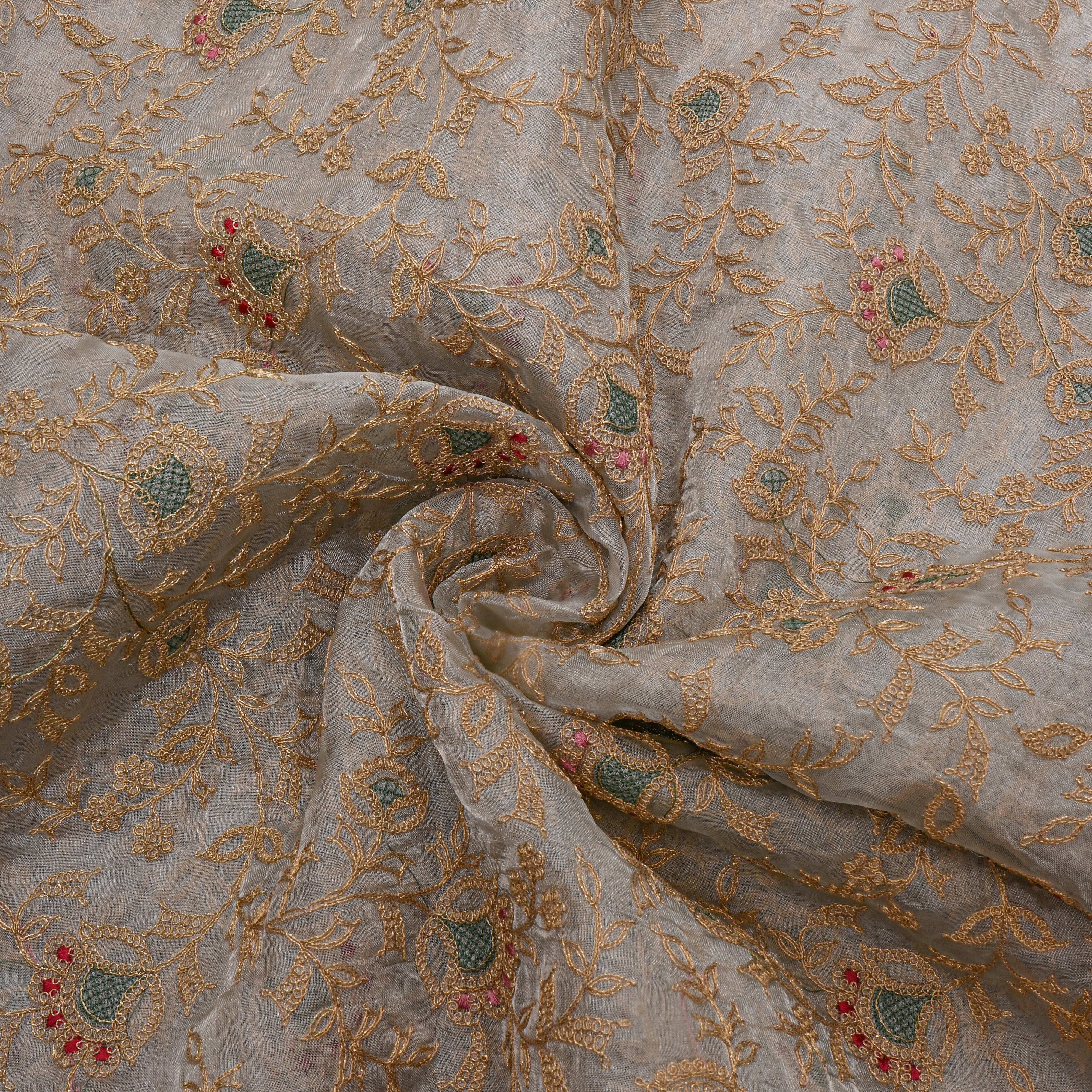 Shimmery White Embroidery Organza Fabric