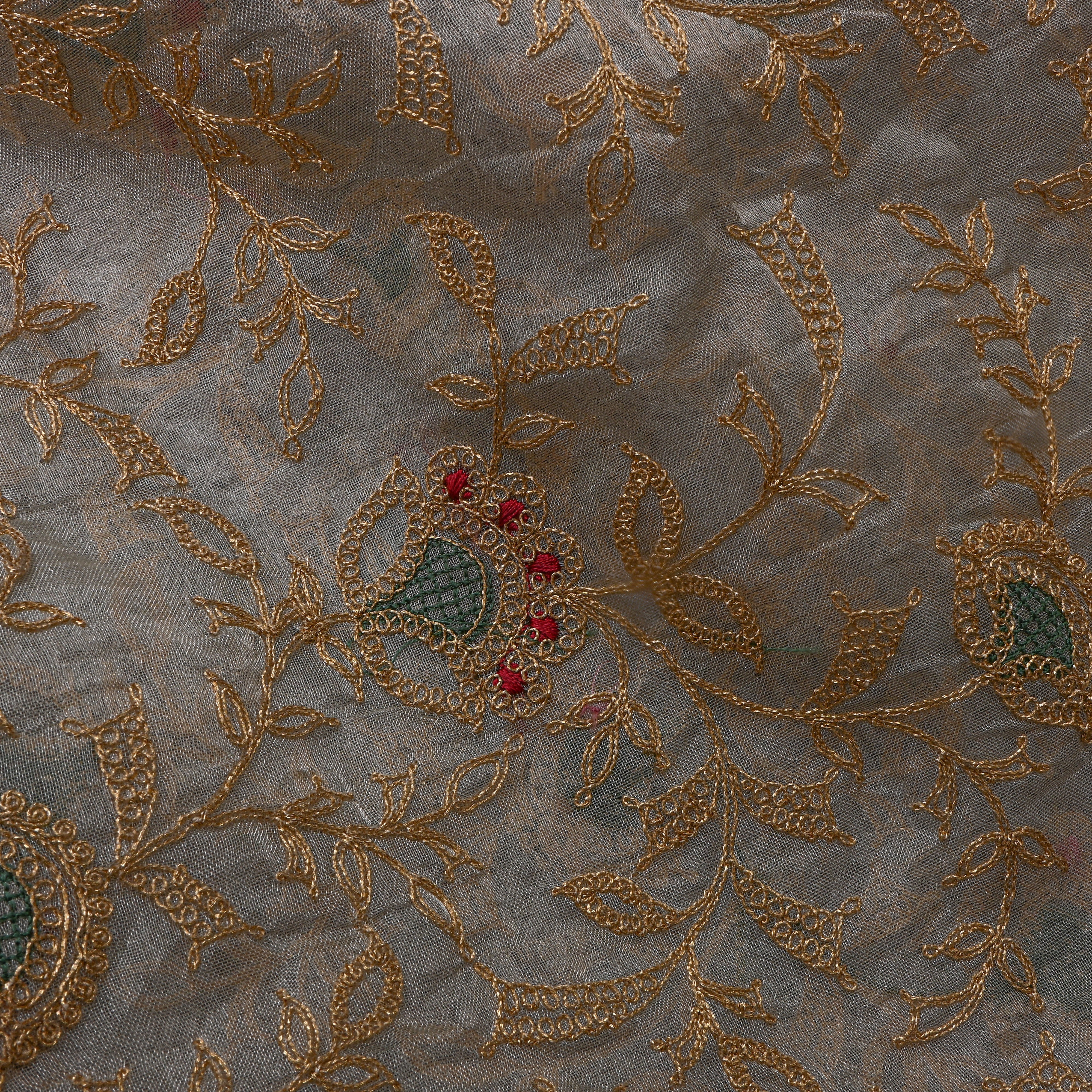 Shimmery White Embroidery Organza Fabric