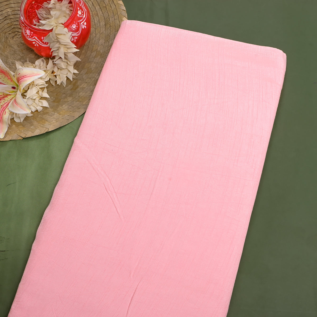 Light Pink Dola Silk Plain Fabric