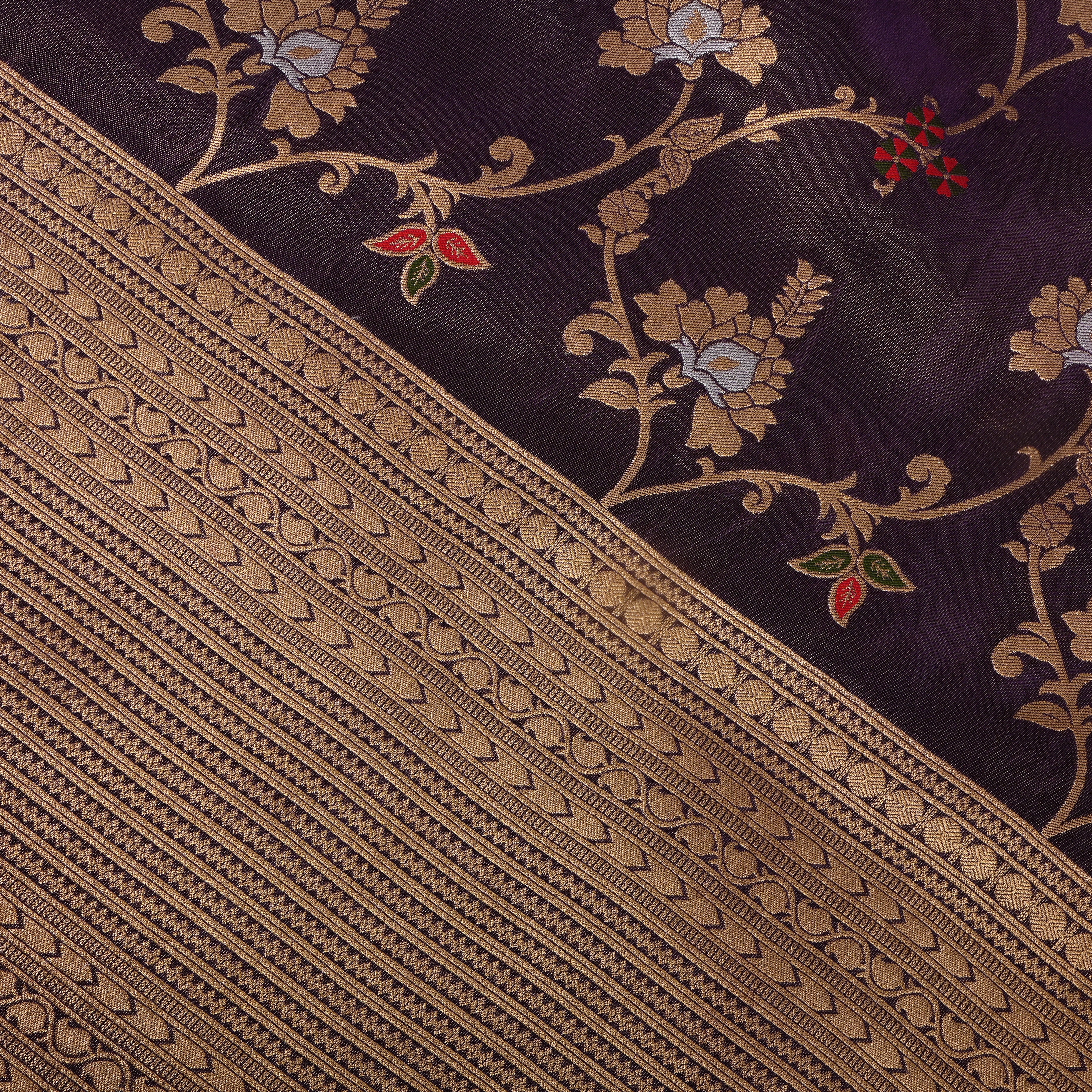 Deep Purple Tissue Jamawar Fabric