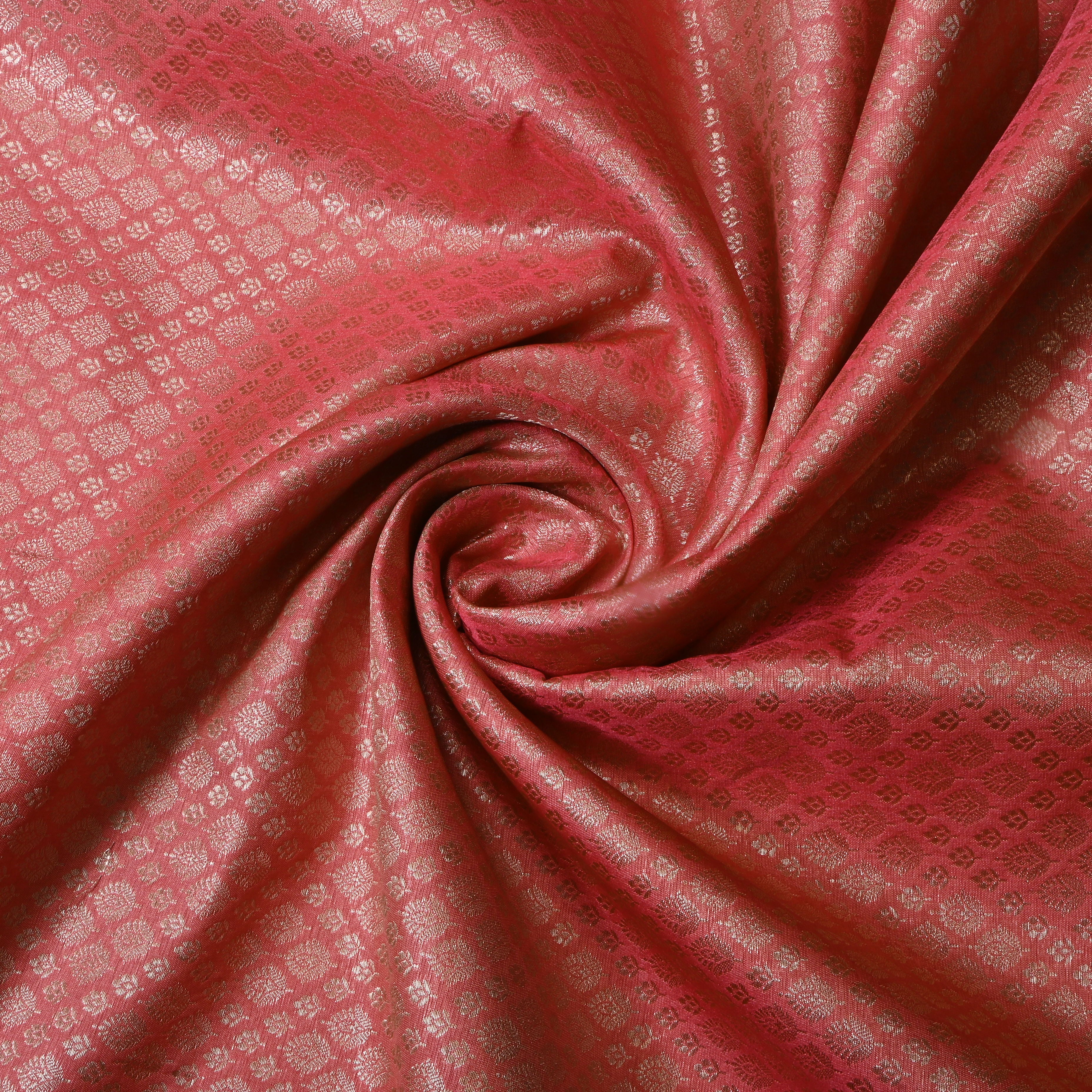 Soft Salmon Pink Floral Jamawar Silk Fabric