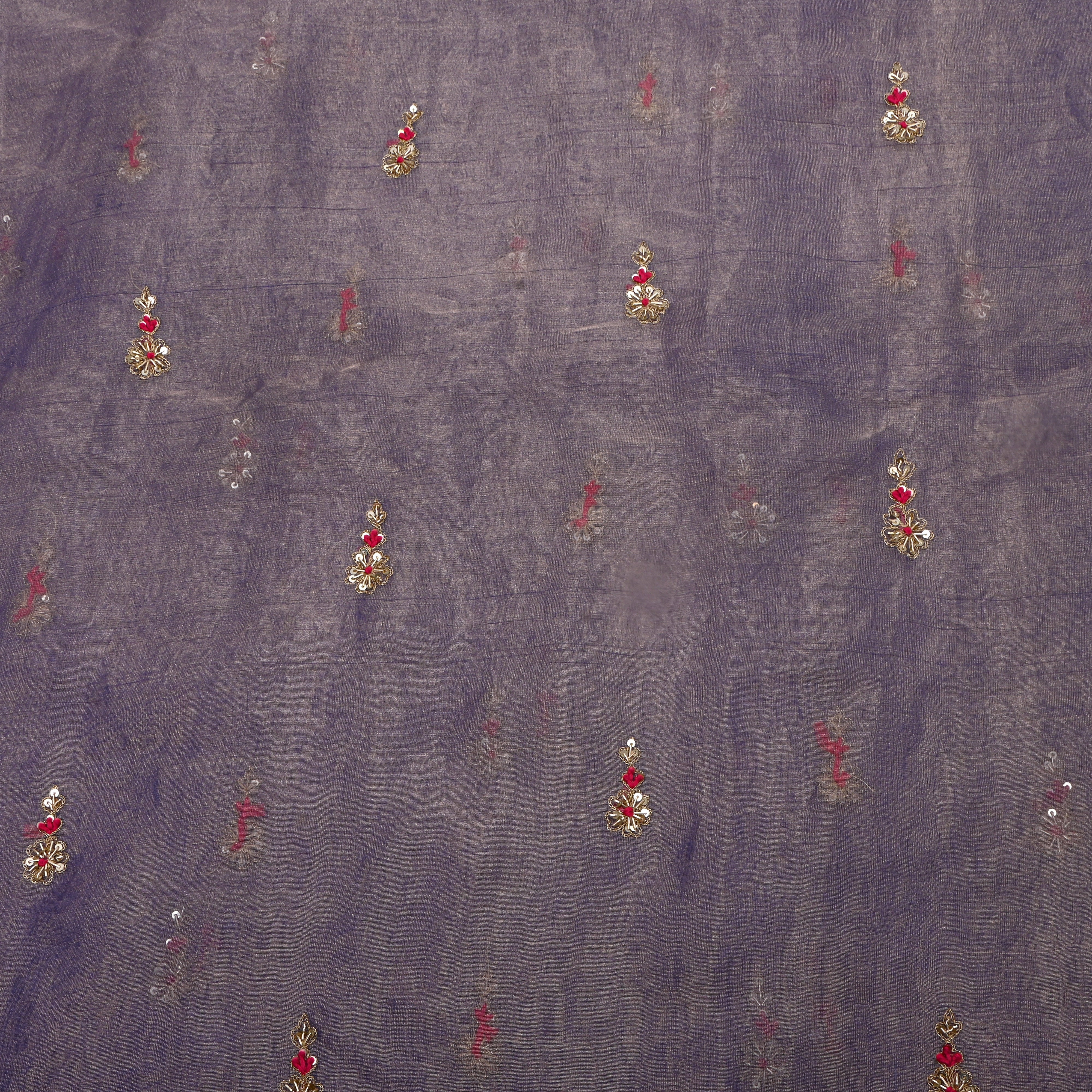 Metallice Purple Embroidery Tissue Fabric