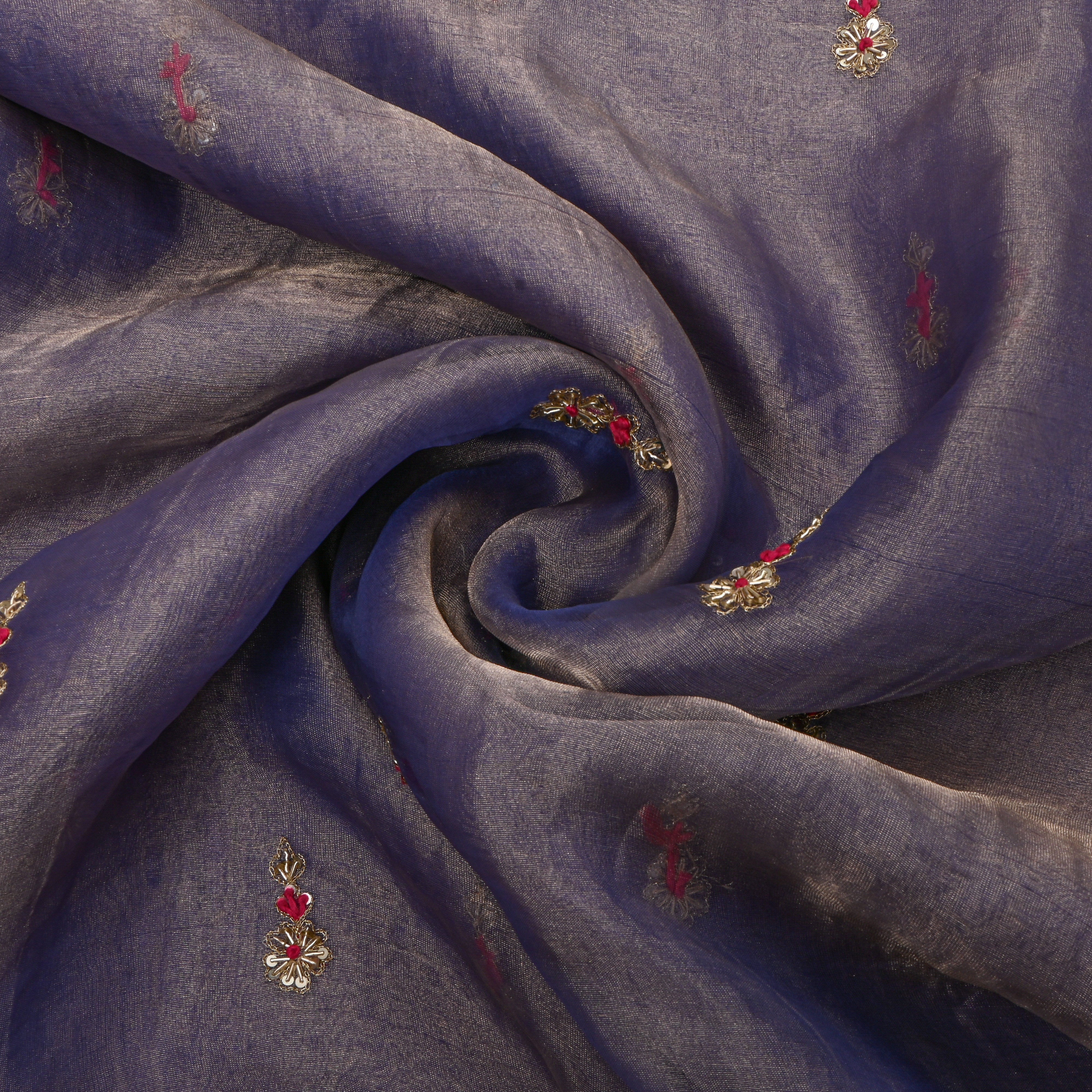 Metallice Purple Embroidery Tissue Fabric