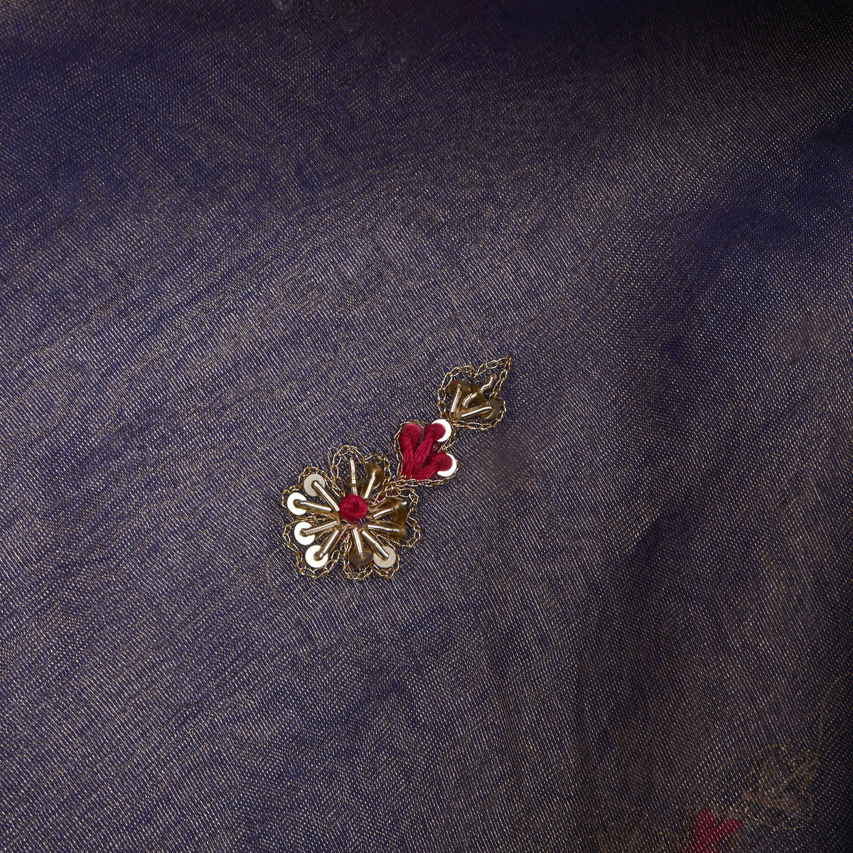 Metallice Purple Embroidery Tissue Fabric