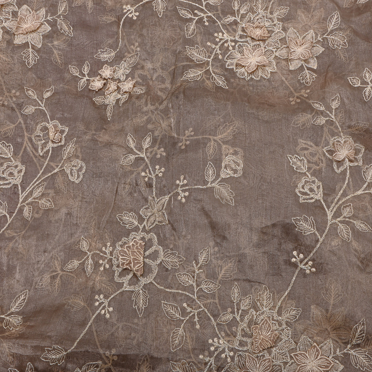 Dark Gray Embroidery Tissue Fabric