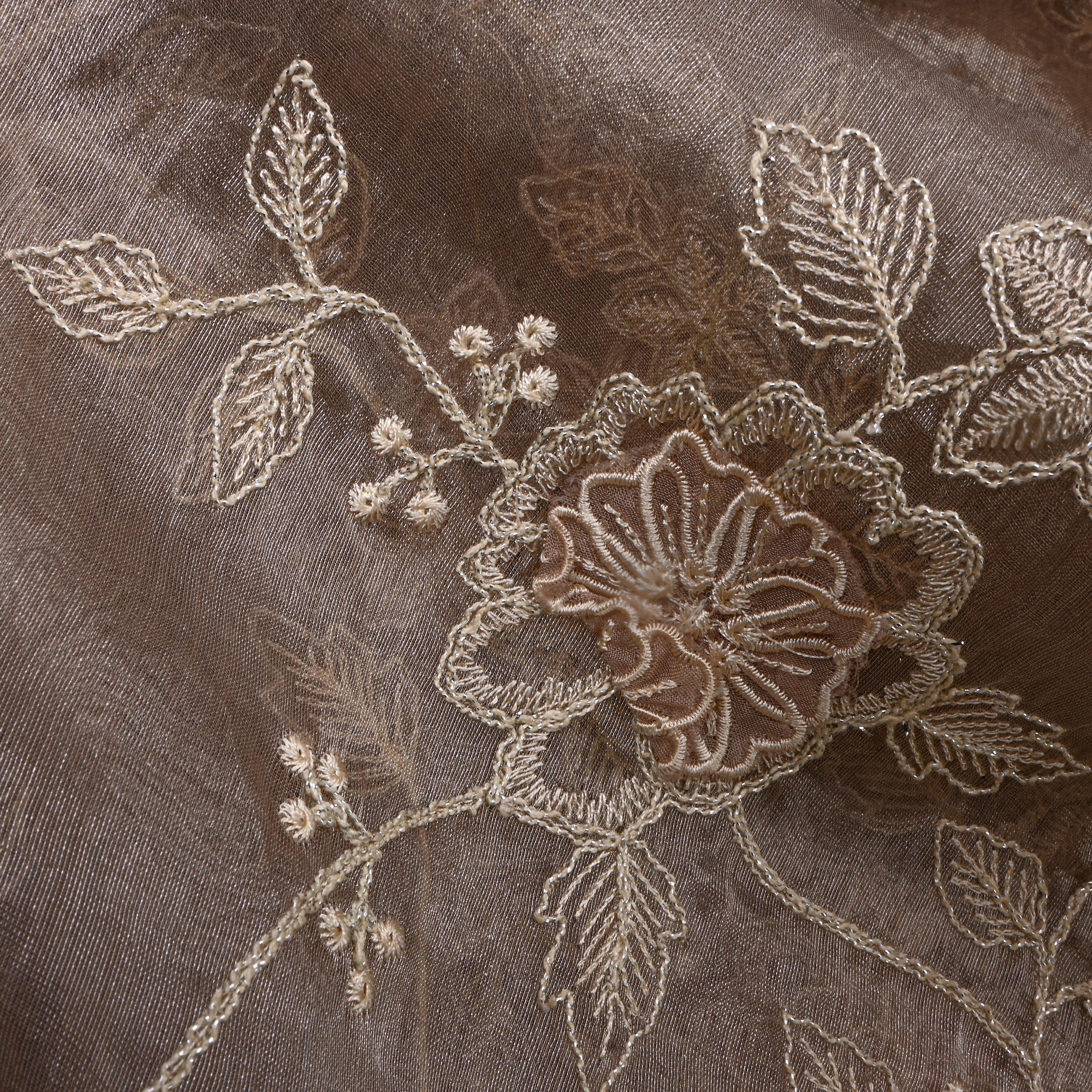 Dark Gray Embroidery Tissue Fabric