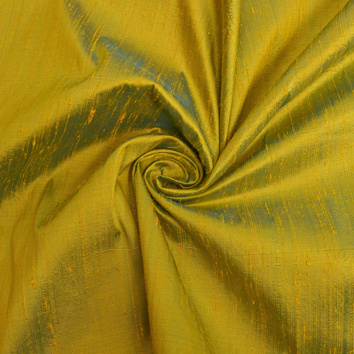 Olive Green Plain Raw Silk Fabric