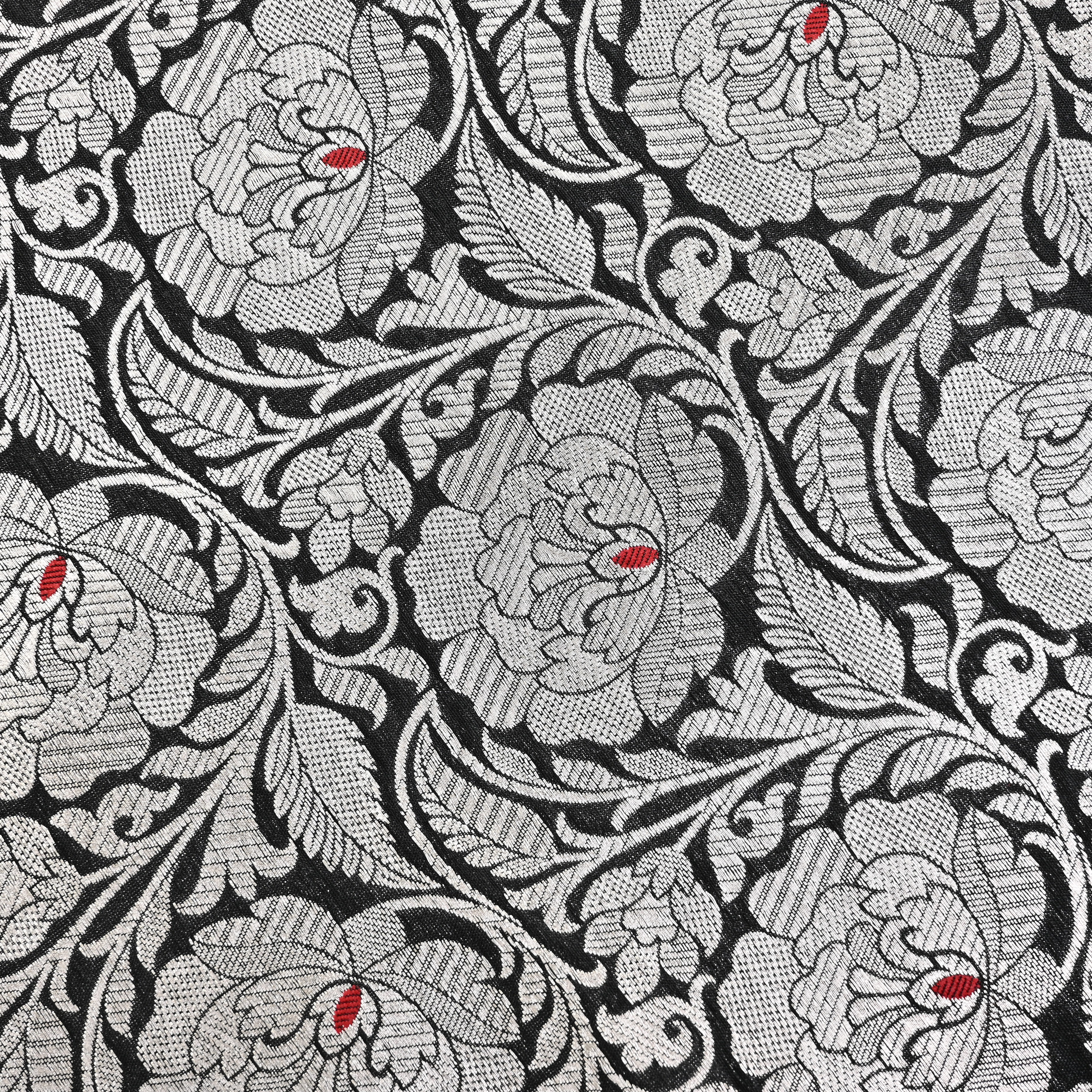 Black Banarasi Fabric With Floral Jaal