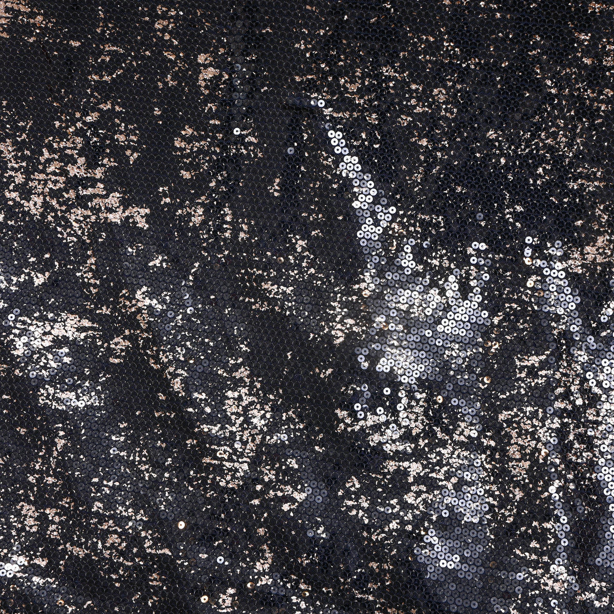 Jet Black Foil Sequin Streak Net Fabric