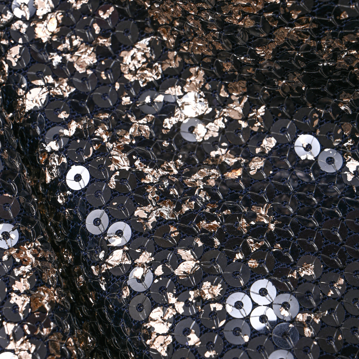 Jet Black Foil Sequin Streak Net Fabric