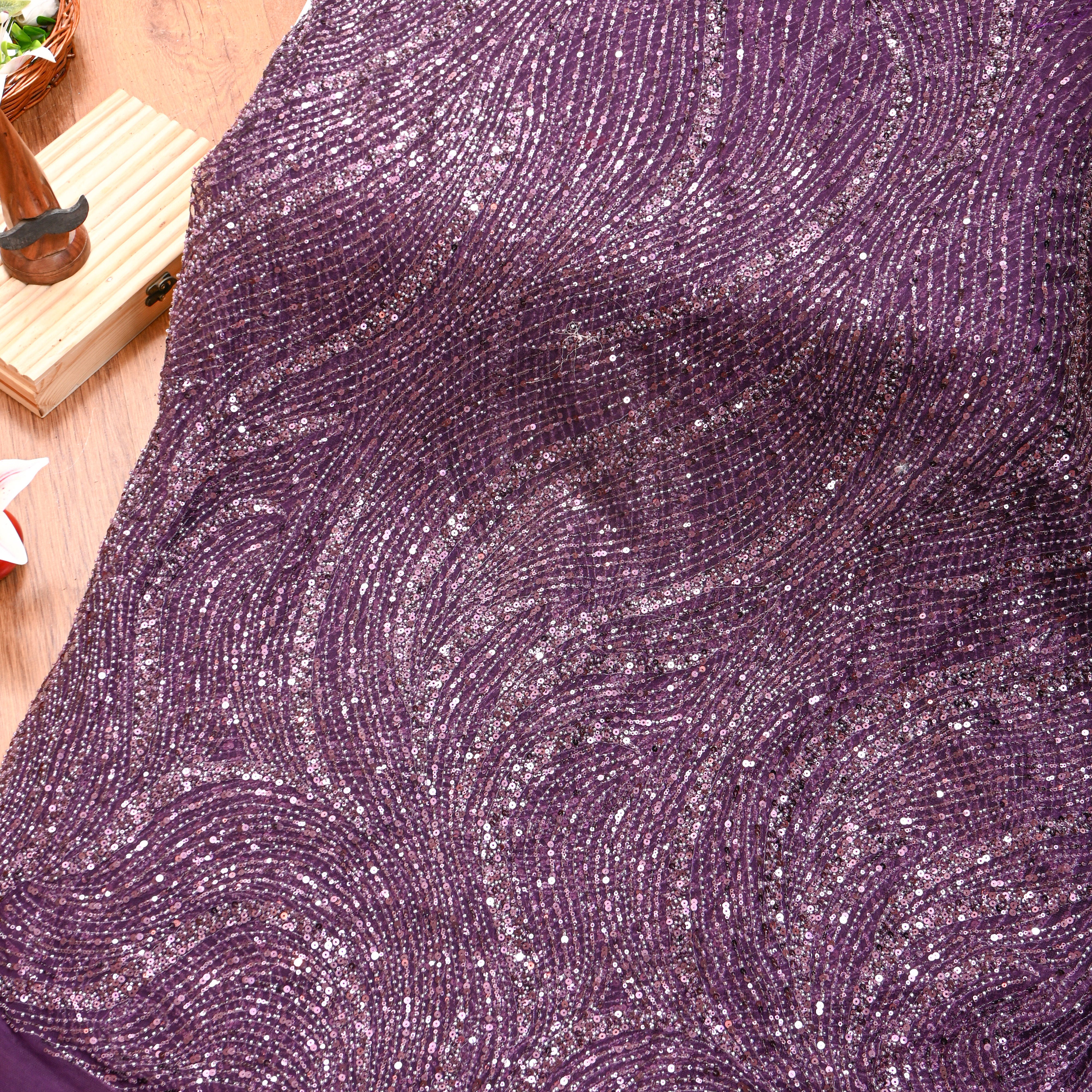 Orchid Purple Net Embroidery Fabric