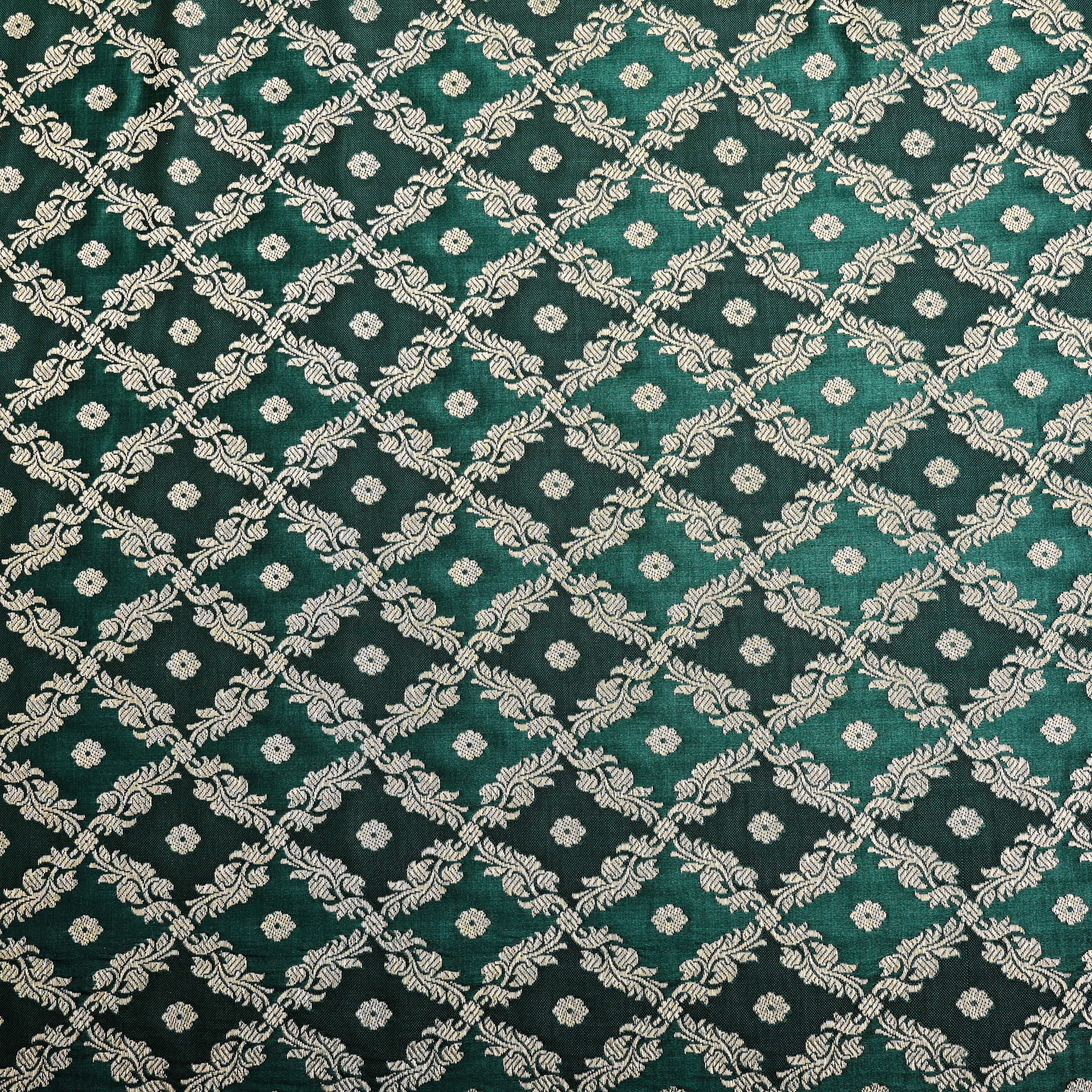 Dual Shade Of Green Banarasi Fabric With Checks Pattern